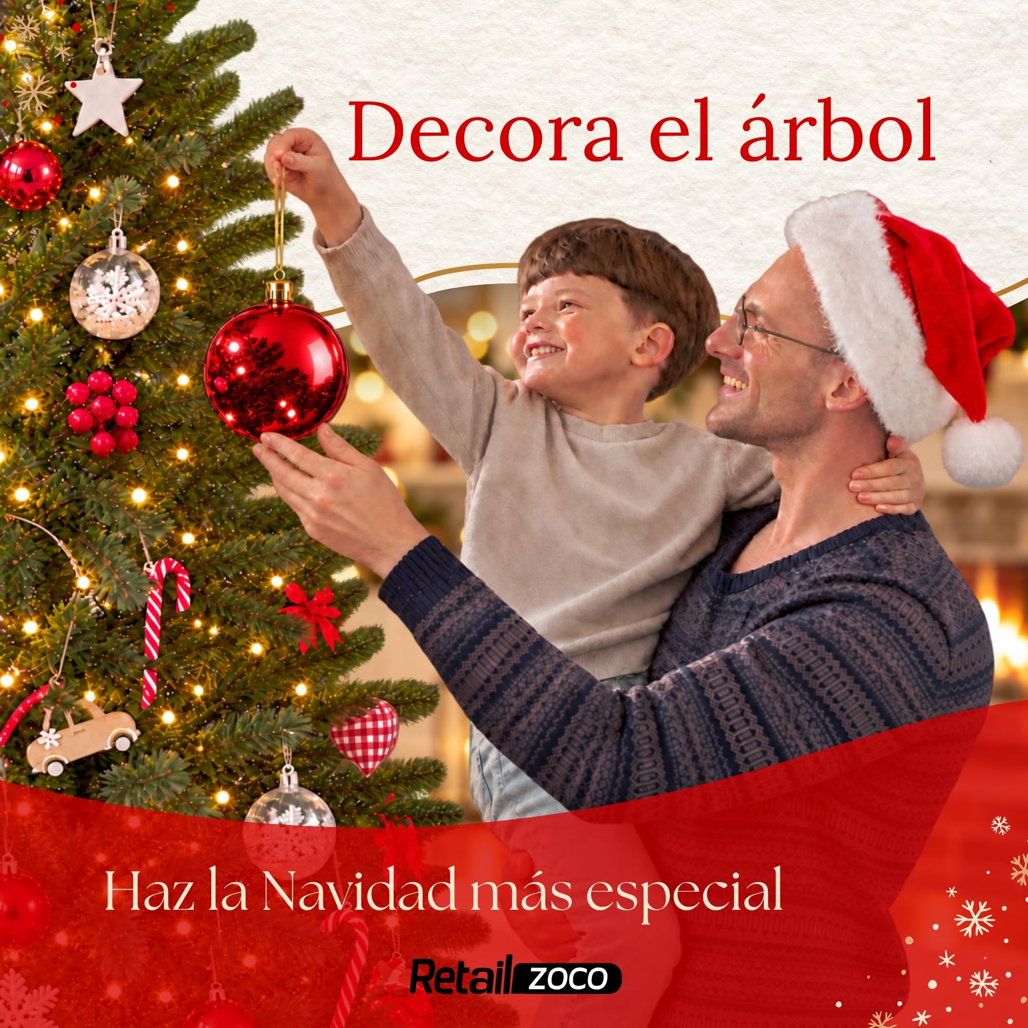 Bolas de Navidad, Adornos Arbol Navidad, 2 Piezas, Rojo - imagen 3