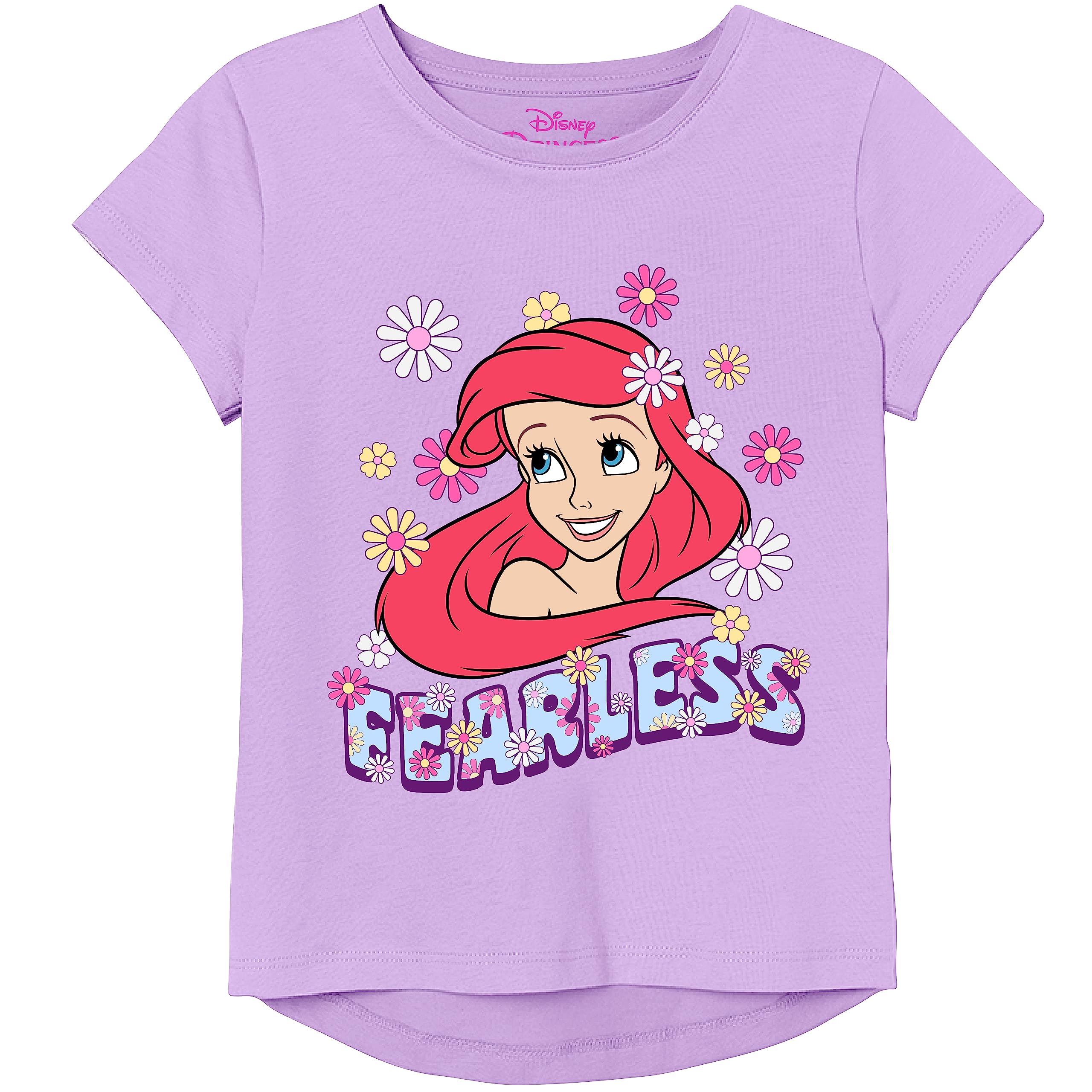 Disney Camiseta de Manga Corta para niñas de Disney, La Sirenita, Ariel, Fearless