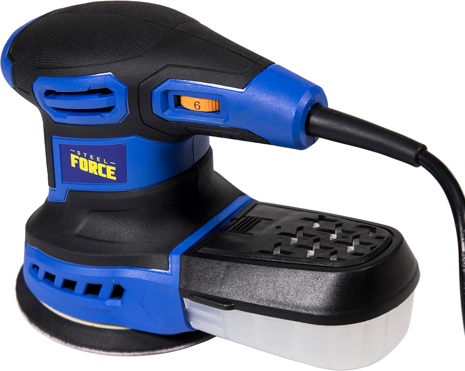 Steel Force PRS5360 5-inch 3.0A Random Orbit Sander with 8Pcs Sandpapers, 6 Variable Speed 6000-13000RPM and High-Performance Dust Collection System for Woodworking