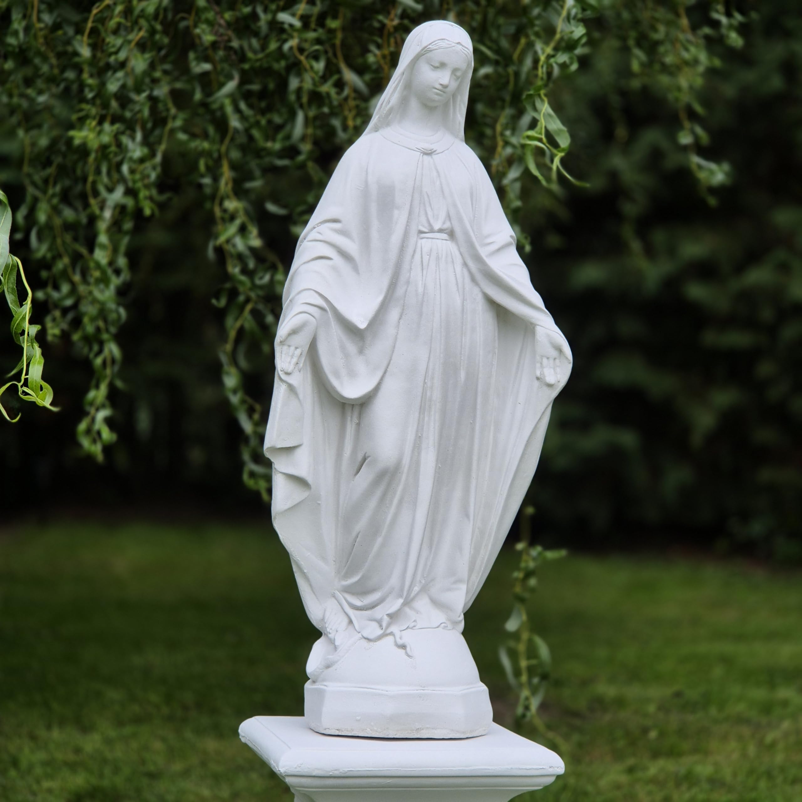 FABRIQ Statua di Santa Madonna, grande Vergine Maria in pietra massiccia (altezza 63 cm, 16 kg), scultura cattolica per chiesa, giardino e casa, regalo religioso e madre di Dio