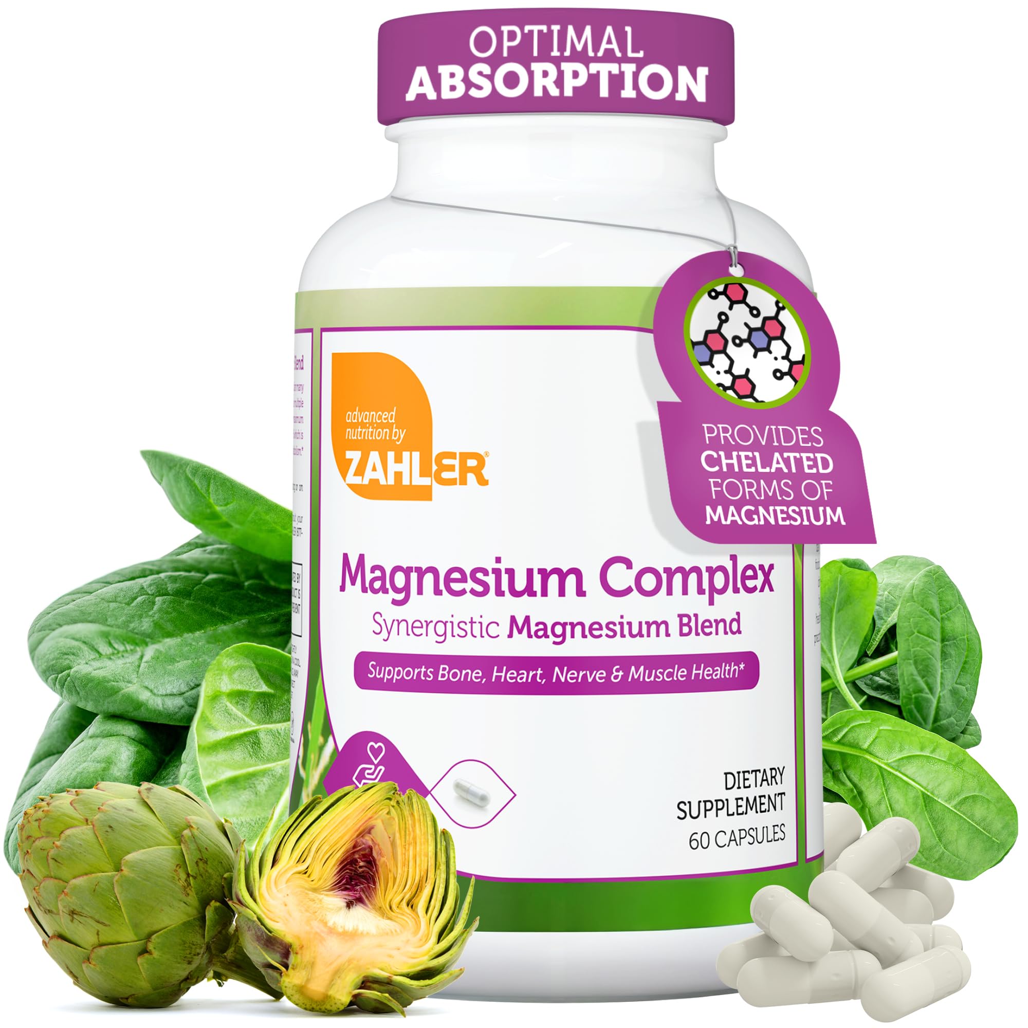 Zahler Magnesium Complex Supplement - Multi Magnesium Supplement Blend with Magnesium Glycinate, Malate, Aspartate, Taurinate and Oxide Plus Vitamin B6 - Bone N