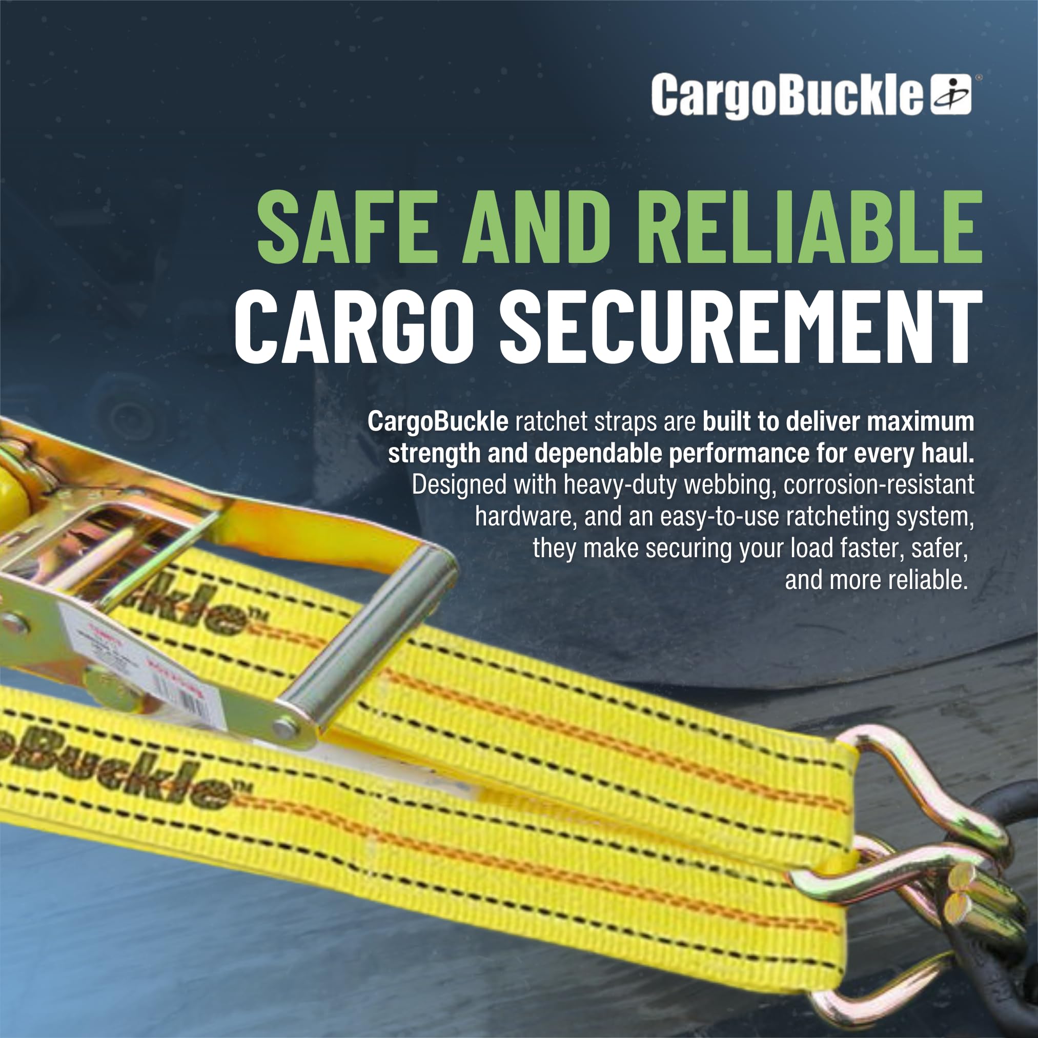 Cargobuckle f14069 correa de amarre con doble J-Hooks, 2 "x 20"