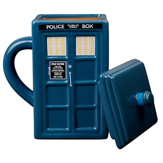 Doctor who tardis mug | official square shaped ceramic coffee mug with lid | holds 17-ounces of your favorite coffee, tea, or other drink