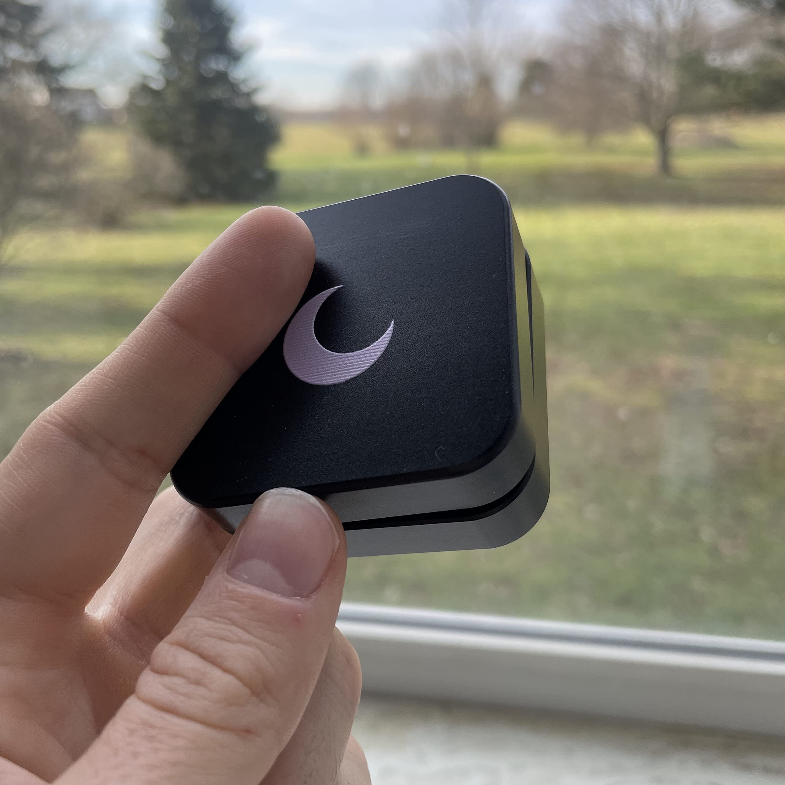 Brando Moon Small Black Pocket Square Crusher - 2 Piece Small Metal Crusher with Moon