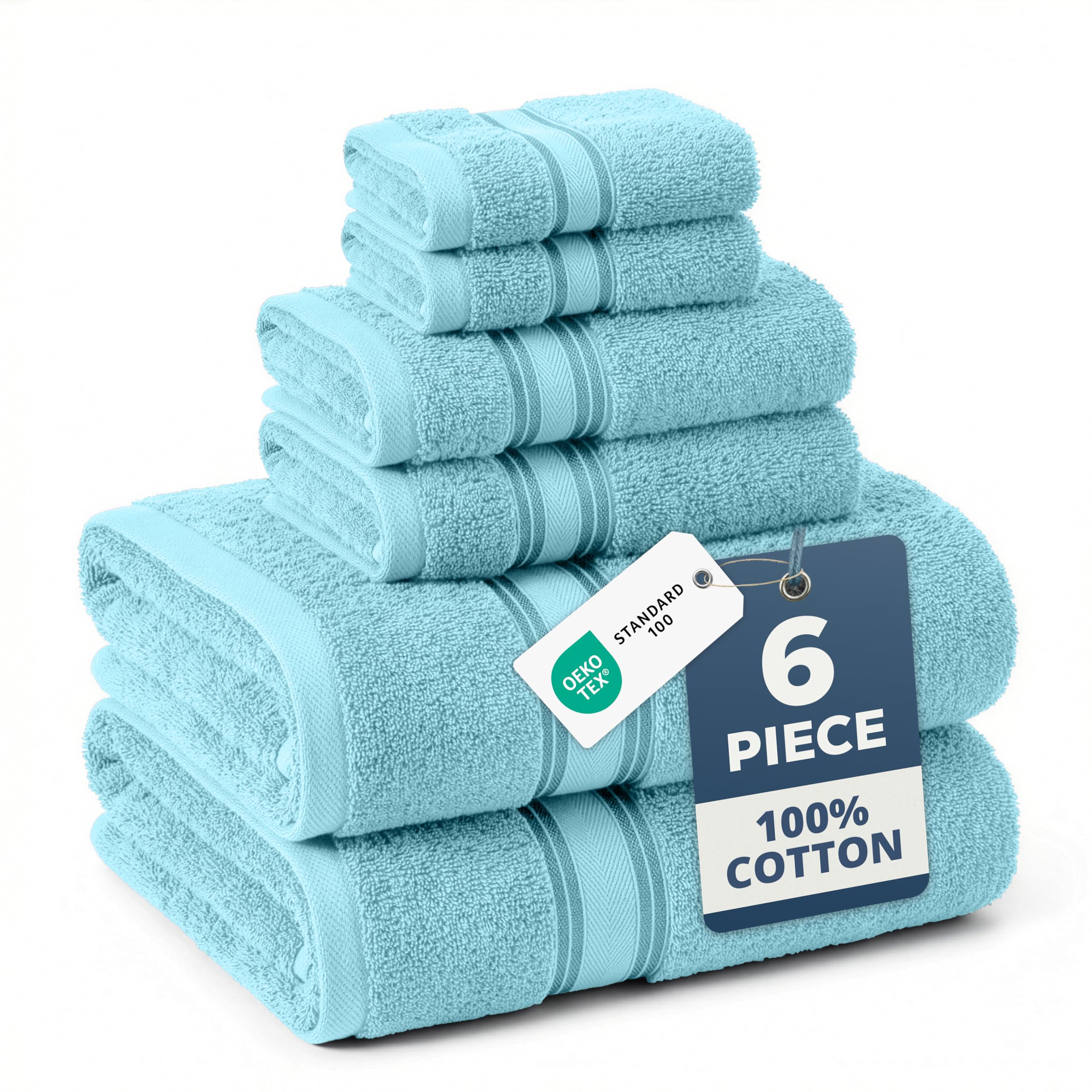 LANE LINEN Luxury Bath Towel Set - 6 Piece Set, 100% Cotton Bathroom Towel, Zero Twist, Quick Dry Shower Towels, Extra Soft Absorbent, 2 Bath, 2 Hand,