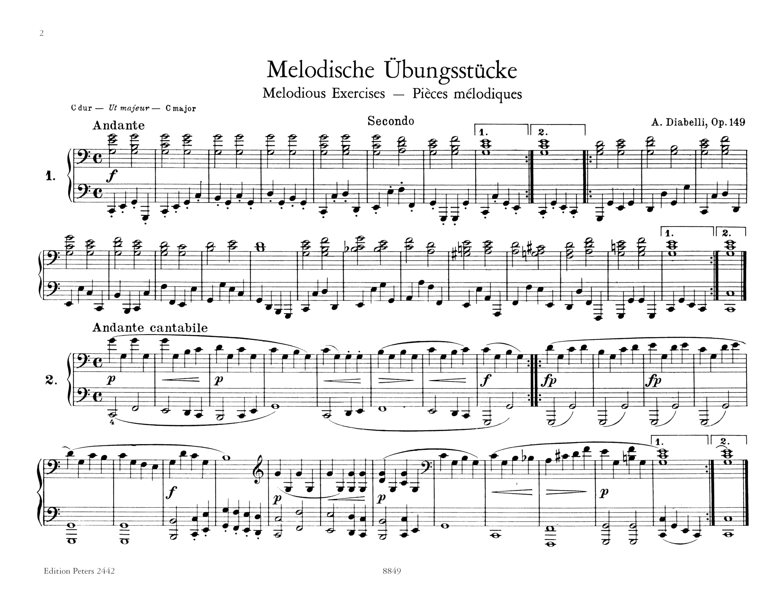 Diabelli - Melodische Übungsstücke Opus 149 - Klavier zu Handen / Piano Duet