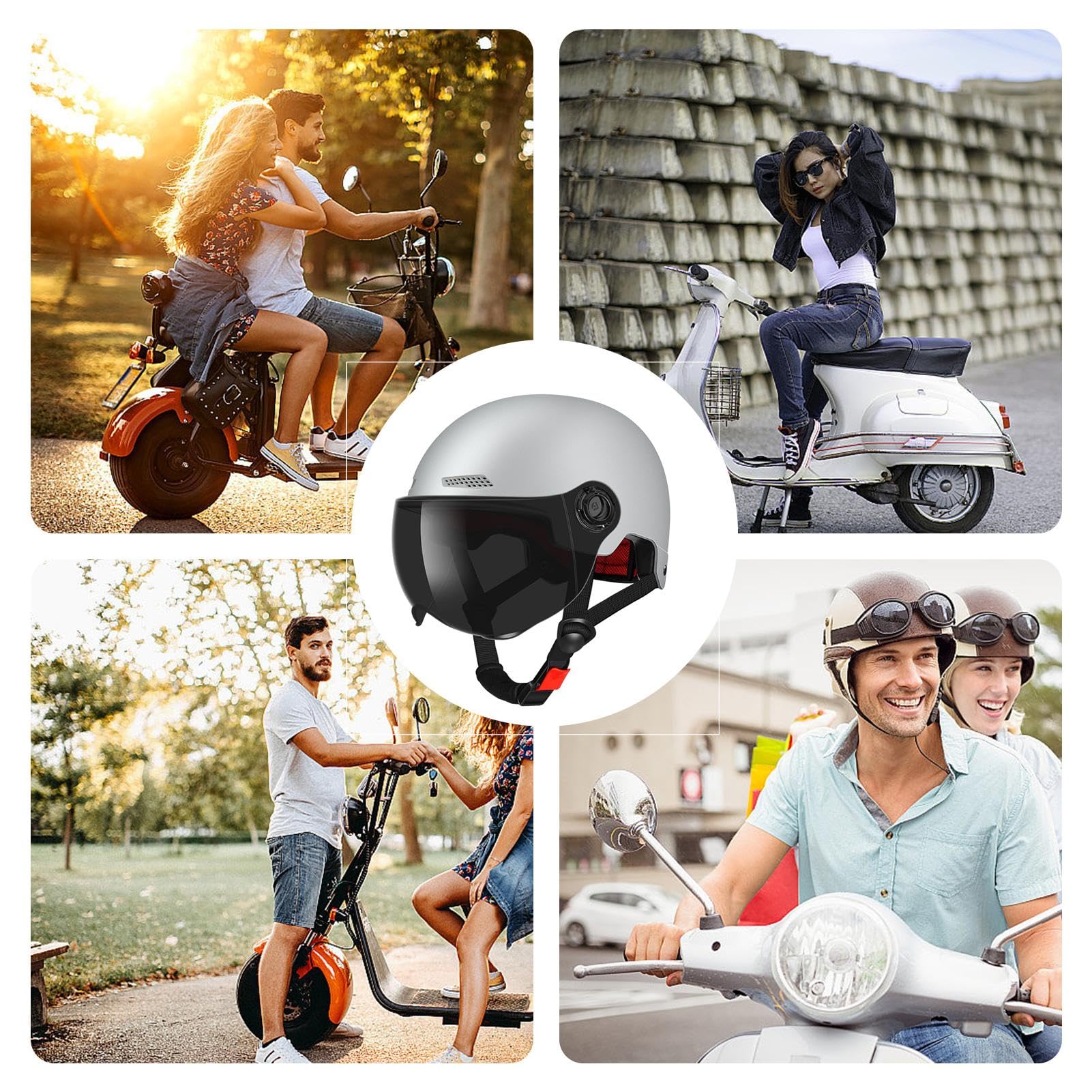 Motorhelm voor mannen en vrouwen, elektrische step-helm, skatehelm, volwassenen, zeer beschermende scooterhelmen, schokabsorberend, voor volwassenen en jongeren (54-62 cm