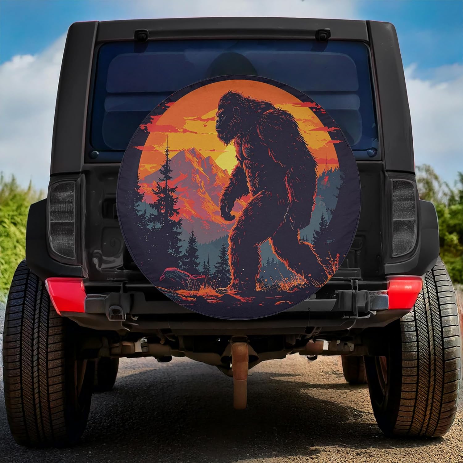 ThuhaTree Store Bigfoot Sasquatch Spare Tire Cover with/Without Backup Camera Hole – Bigfoot Theme Spare Tire Cover (Style 1)
