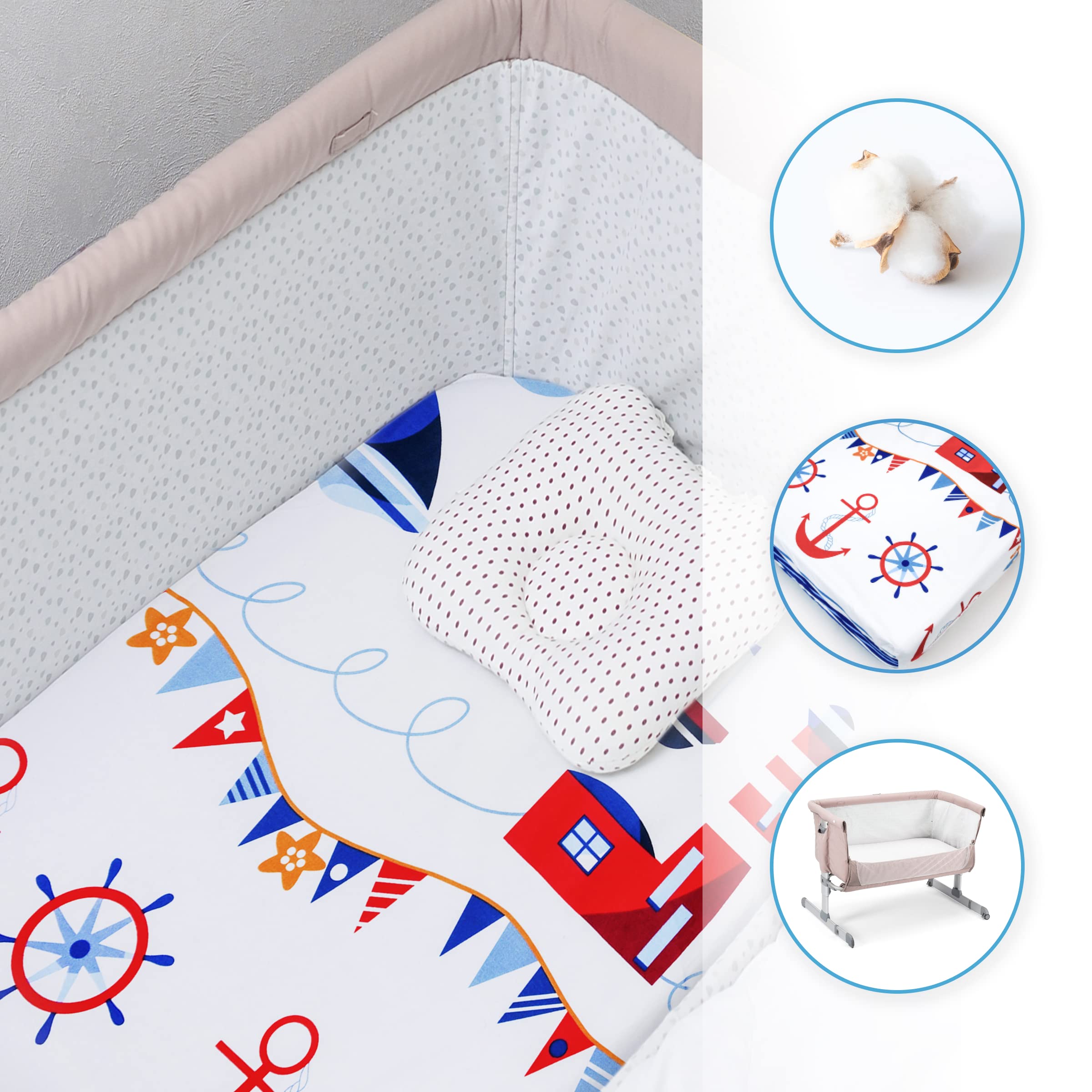 Baby Comfort Nursery 100% Cotton Fitted Sheet fits 140x70 cm Cot Bed Mattress (Safari Cars) — view 69