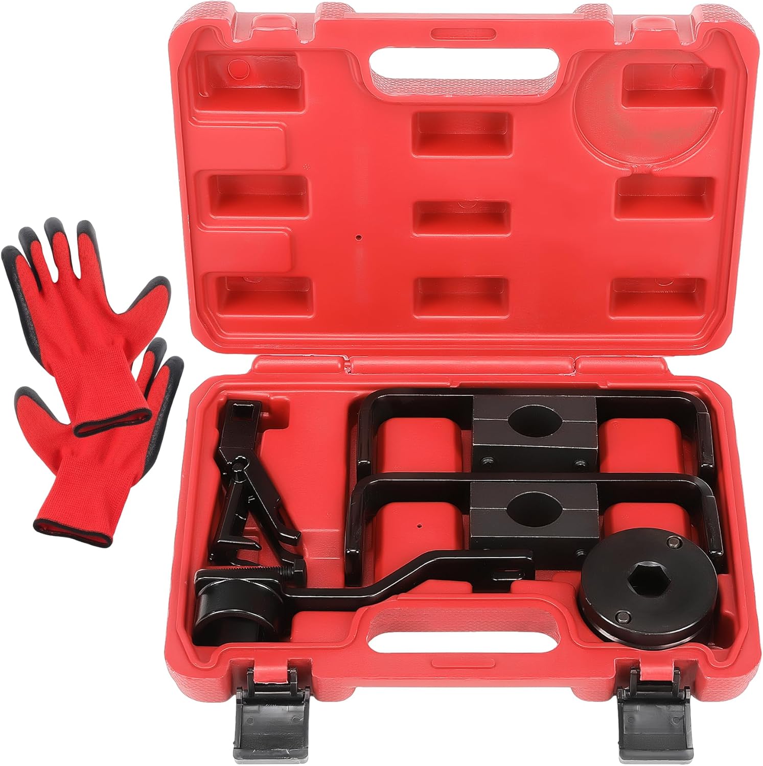Engine Timing Tool Kit Fit For Ford 4.6L 5.4L 6.8L 2-Valve and 4-Valve Engine with Valve Spring Compressor Tool, 6 Pcs Camshaft Holding Crankshaft Positioning Tool, Replaces# 303-557, 6477