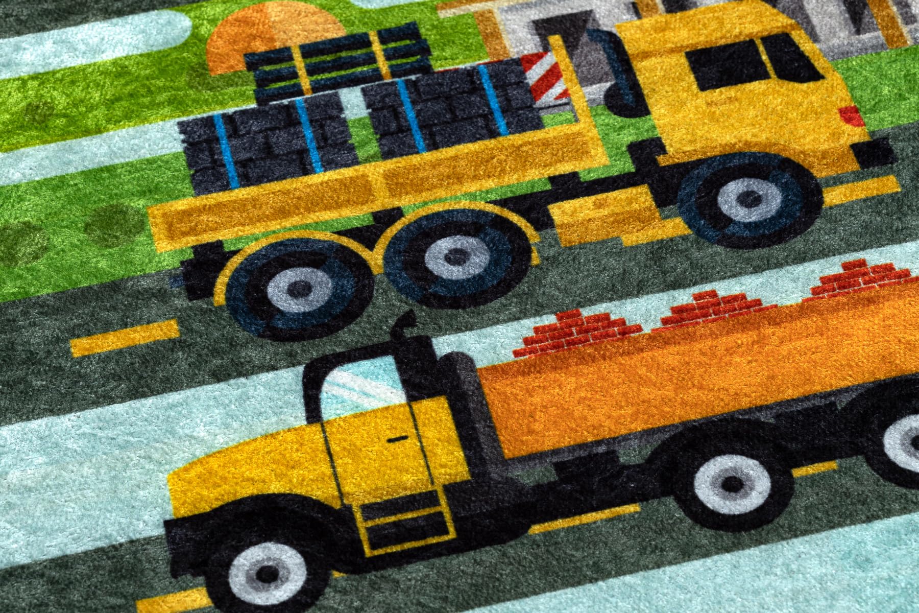 rugsx Alfombra Lavable Junior 52105.801 Sitio de construcción, Calles, para niños, Antideslizante - Azul 80x150 cm