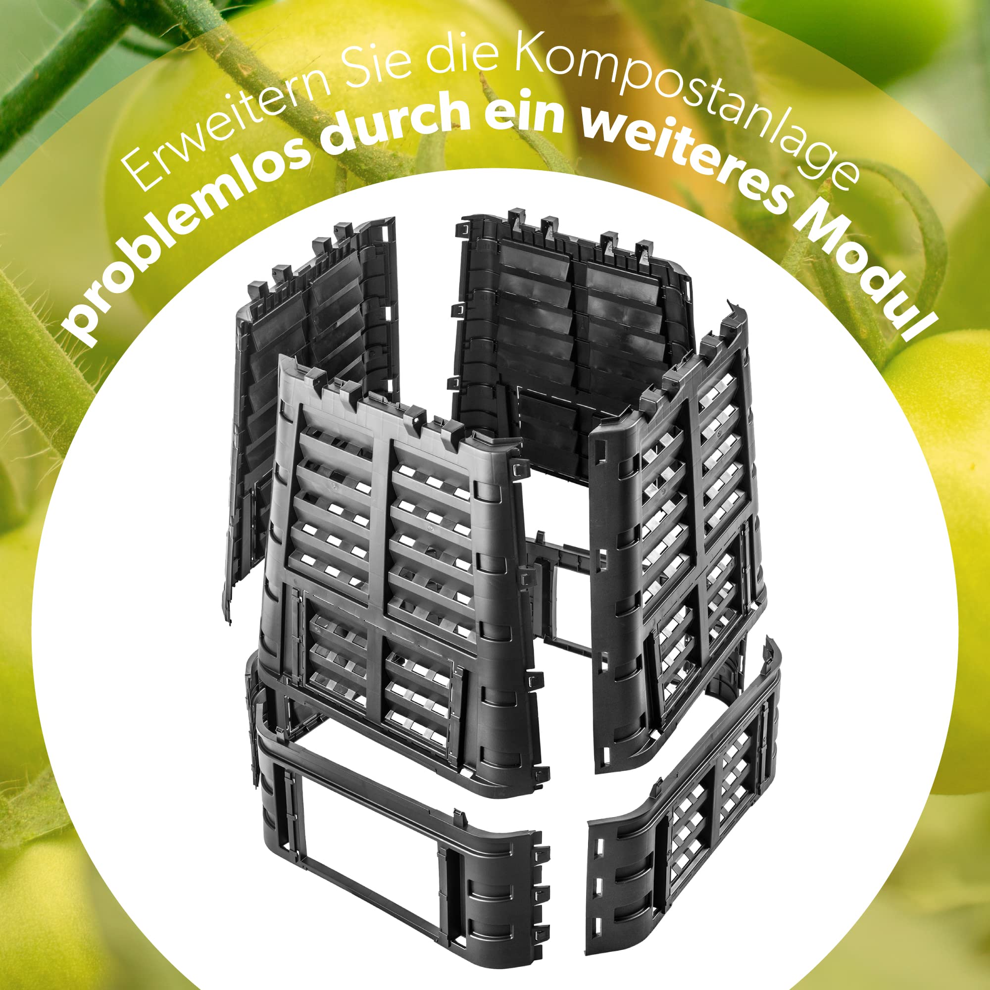 KADAX Komposter, schwarze Kompostanlage, Schnellkomposter aus Kunststoff, witterungsbeständiger Thermokomposter mit klappbarem Deckel (740L)