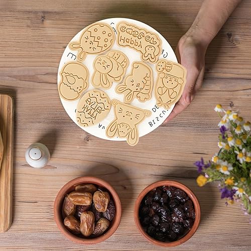 Miniatura 8 de Juego de 8 cortadores de galletas de Pascua Plasti-c conejito de zanahoria y huevo de zanahoria en relieve mini sellos de galletas de Pascua moldes