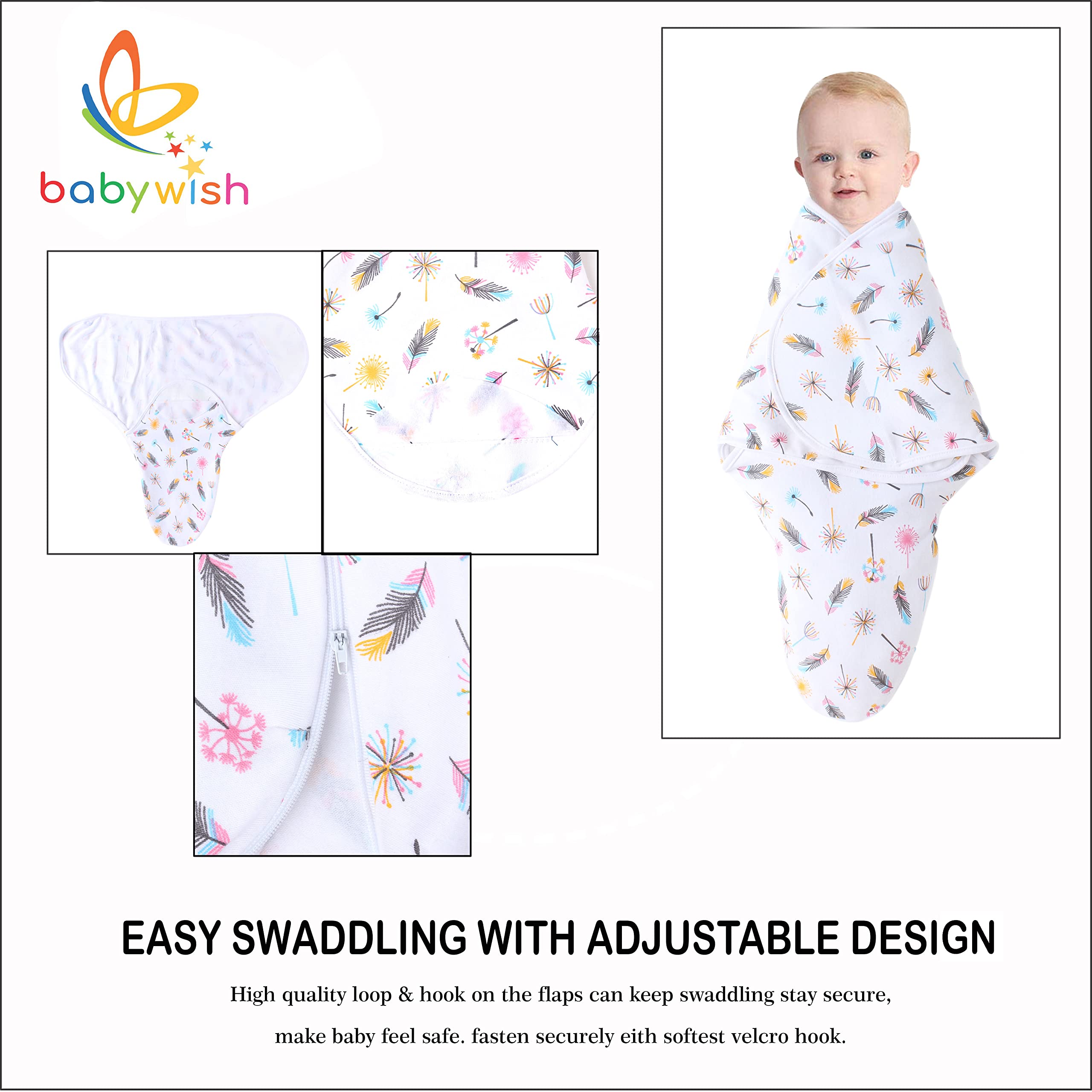 baby wish Baby Swaddle wrap for Newborn Feather Wrapper Set 1
