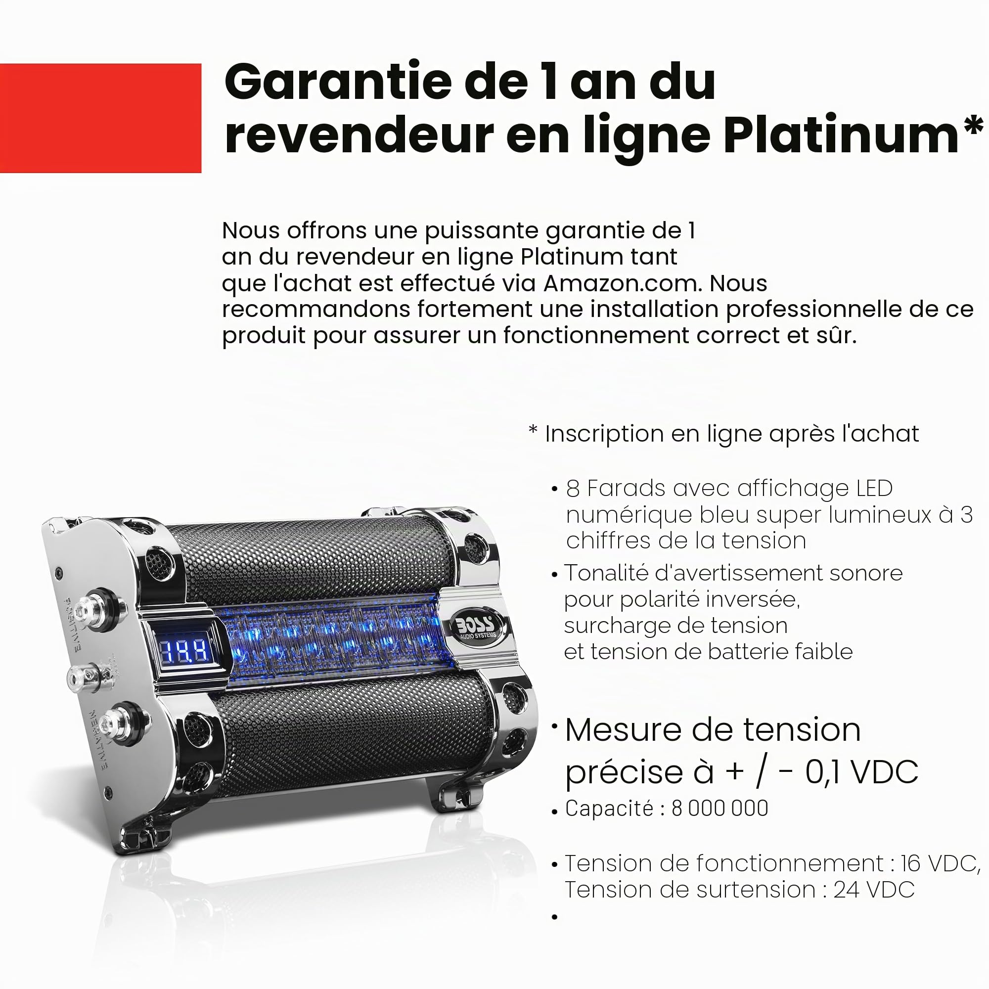BOSS Audio 8 Farad Condensateur
