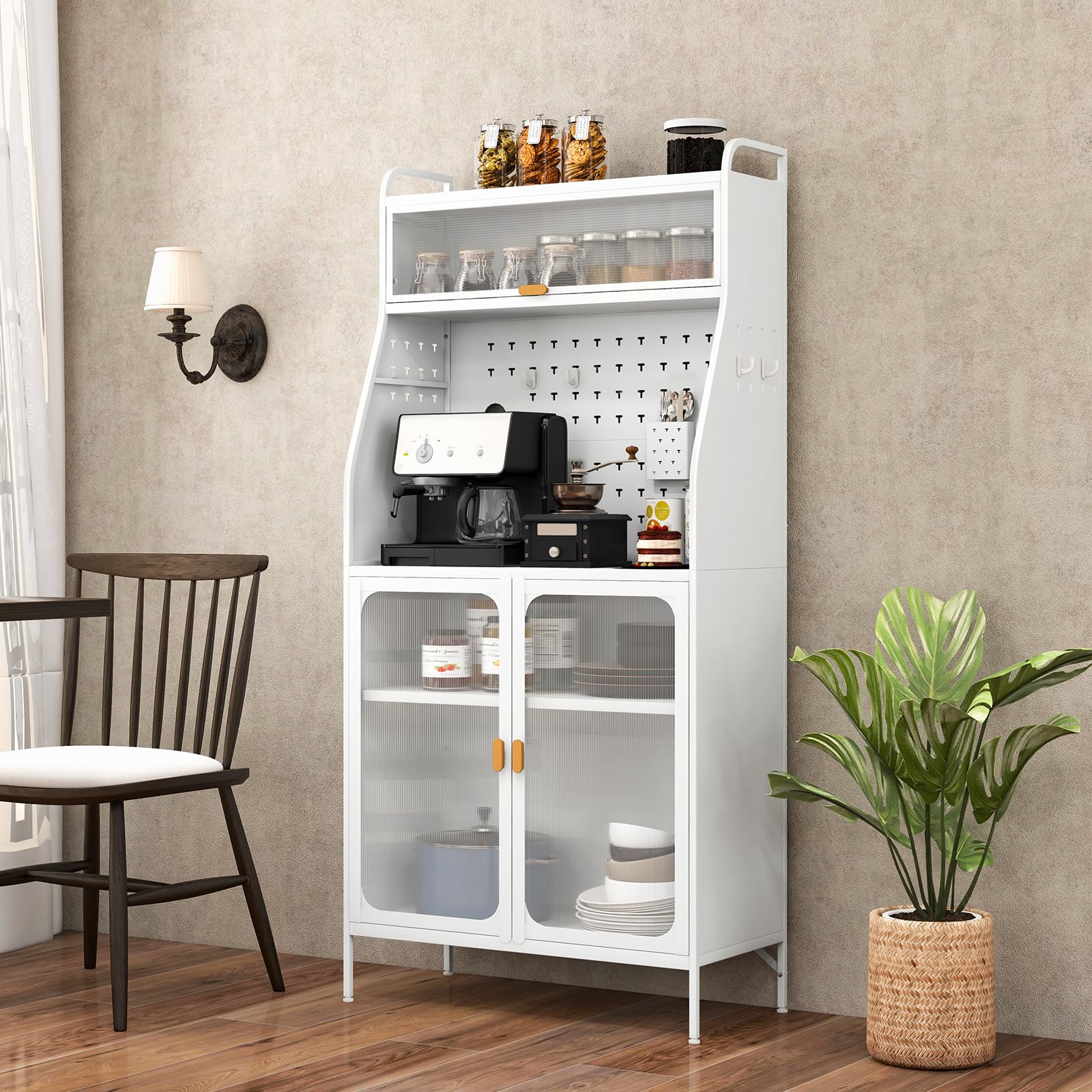 SoBuy FSB75-WN Dressoir, Buffetkast, Keukenkast, Ladekast, Consolekast, Hoekkast