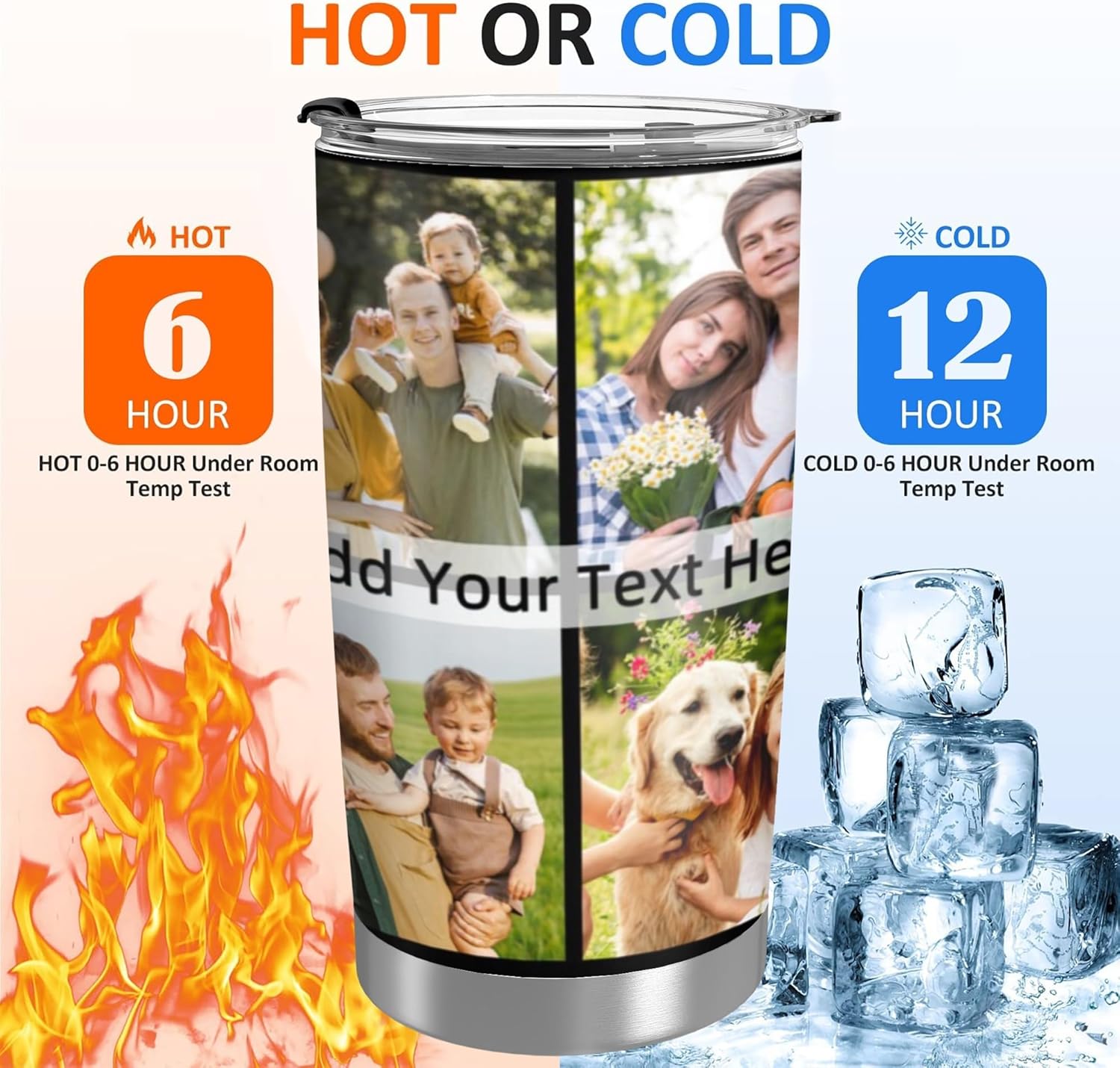 Custom Stainless Steel Coffee Tumbler with Lid & Straw 20oz Personalized Photo Name Text Logo Made in USA, Gift for Men Women Mom Dad Couple D01 - Image 5