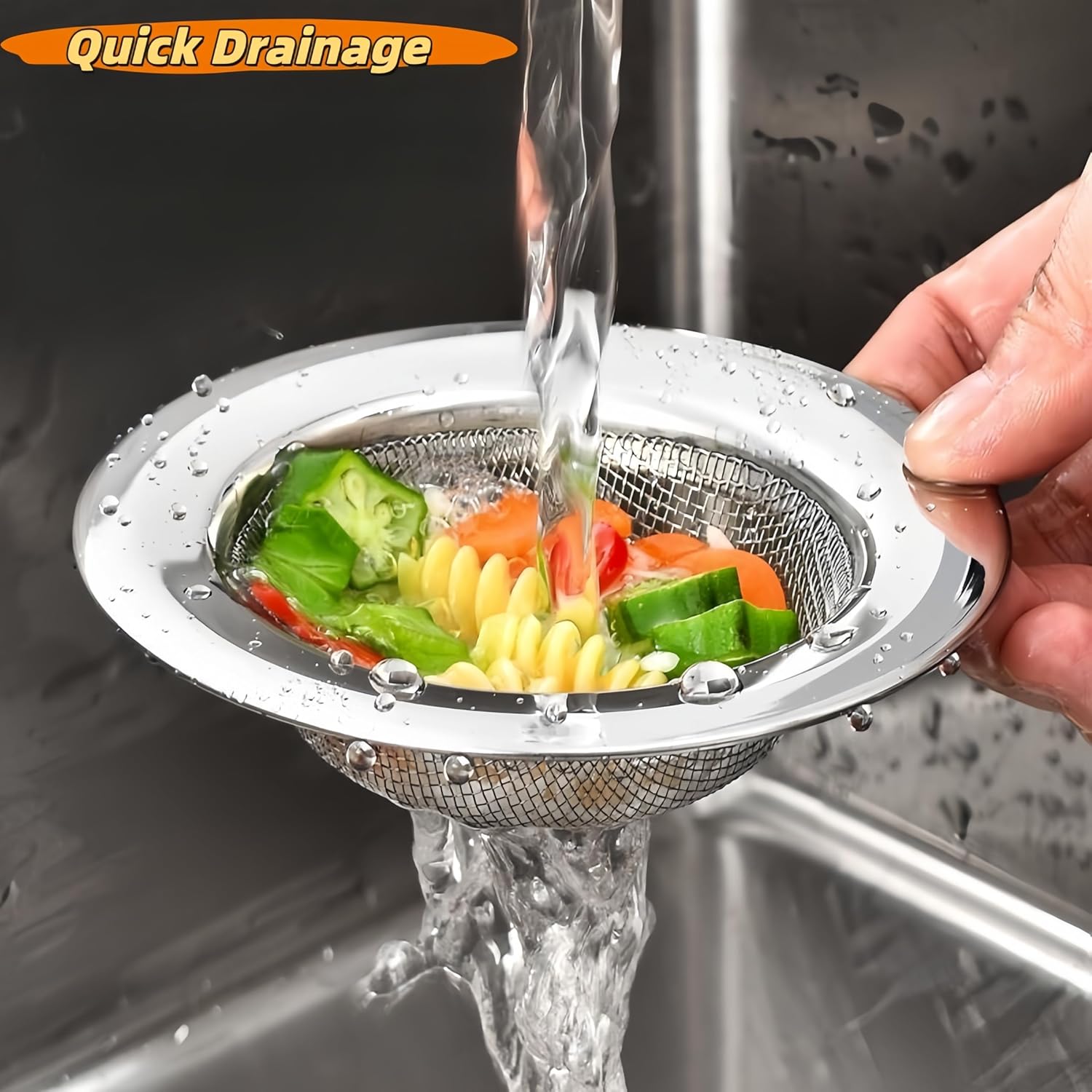 2PCS Kitchen Sink Drain Strainer,Stainless Steel Mesh Sink Strainer,Kitchen Sink Food Catcher For Garbage Disposal,Large Wide Rim 4.5" Diameter