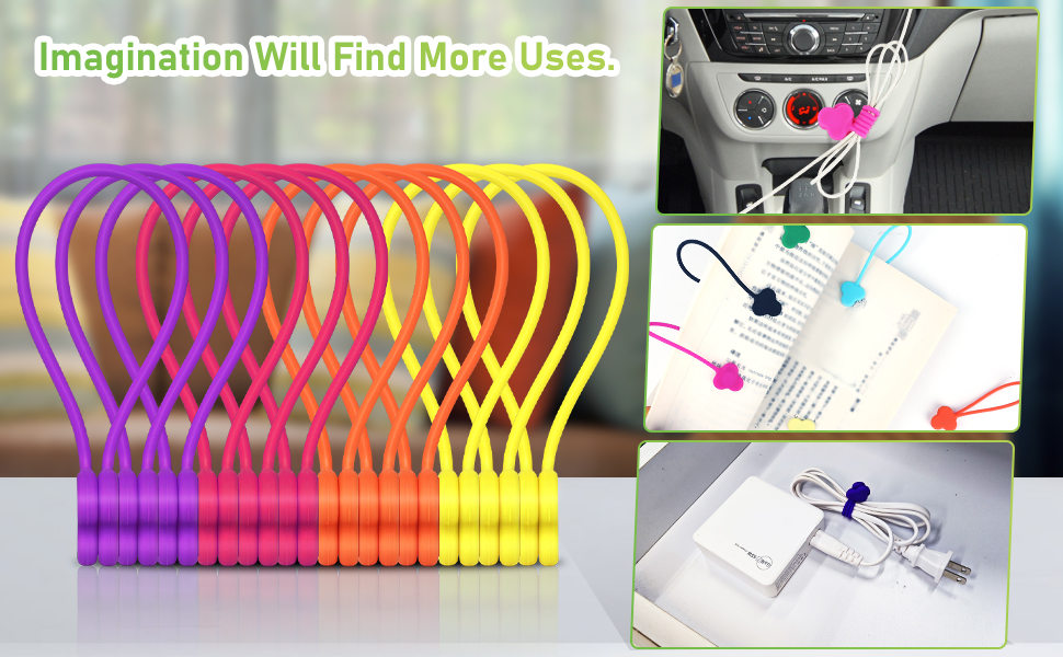 Organizadores magnéticos reutilizables para cables, 24 piezas miniatura 7