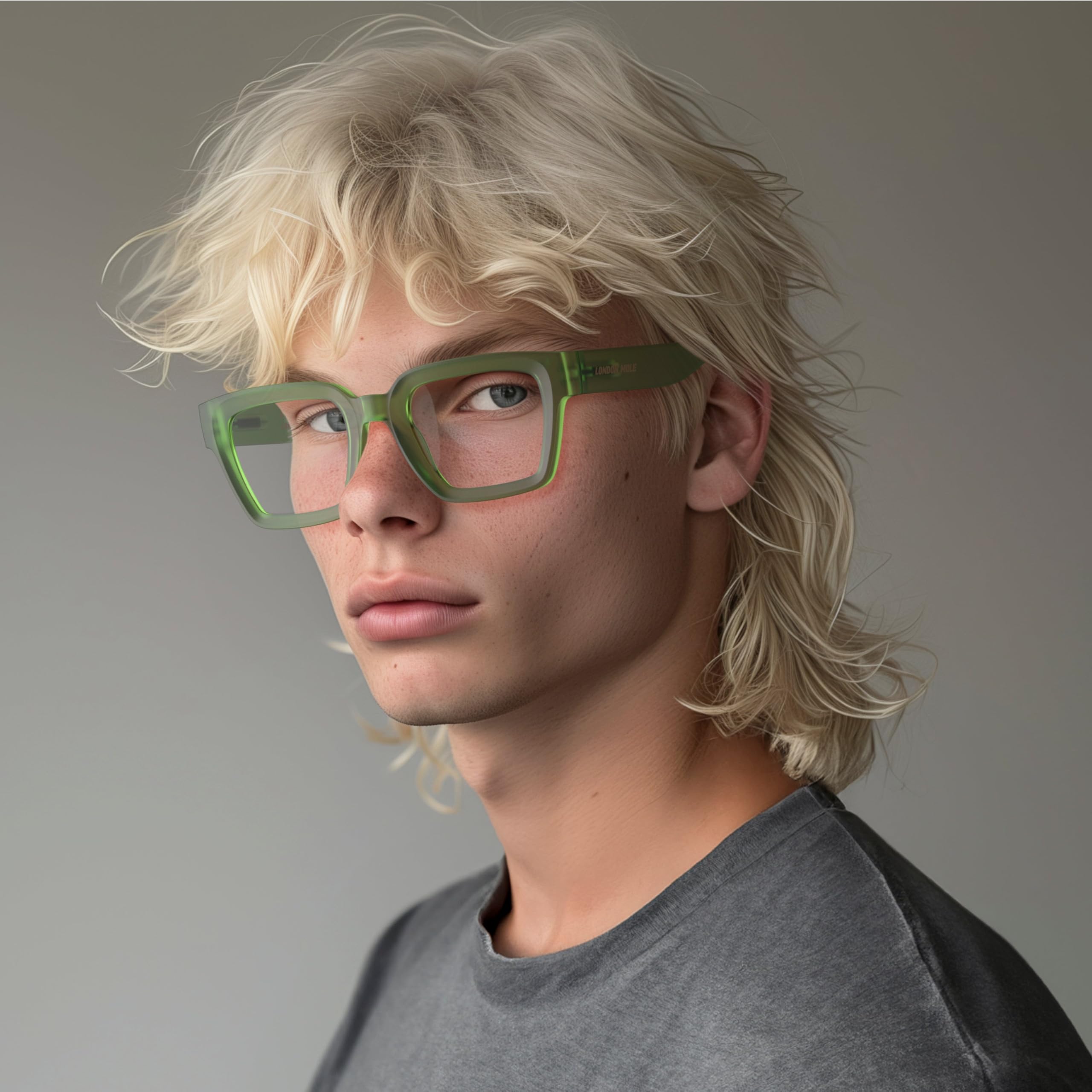 LONDON MOLE® Phoenix large oversized reading glasses, Rubberised Transparent Green, M-L - Image 4