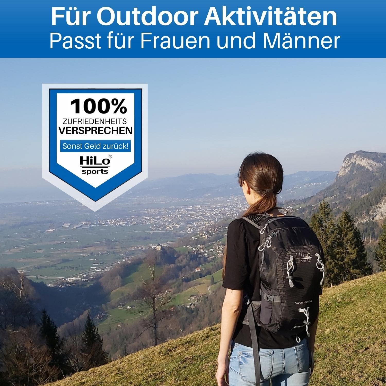 HiLo sports Radrucksack Allrounder 14 Liter - Fahrradrucksack mit Rücken Ventilationssystem - Wasserabweisender MTB Rucksack Sport - Tages Rucksack