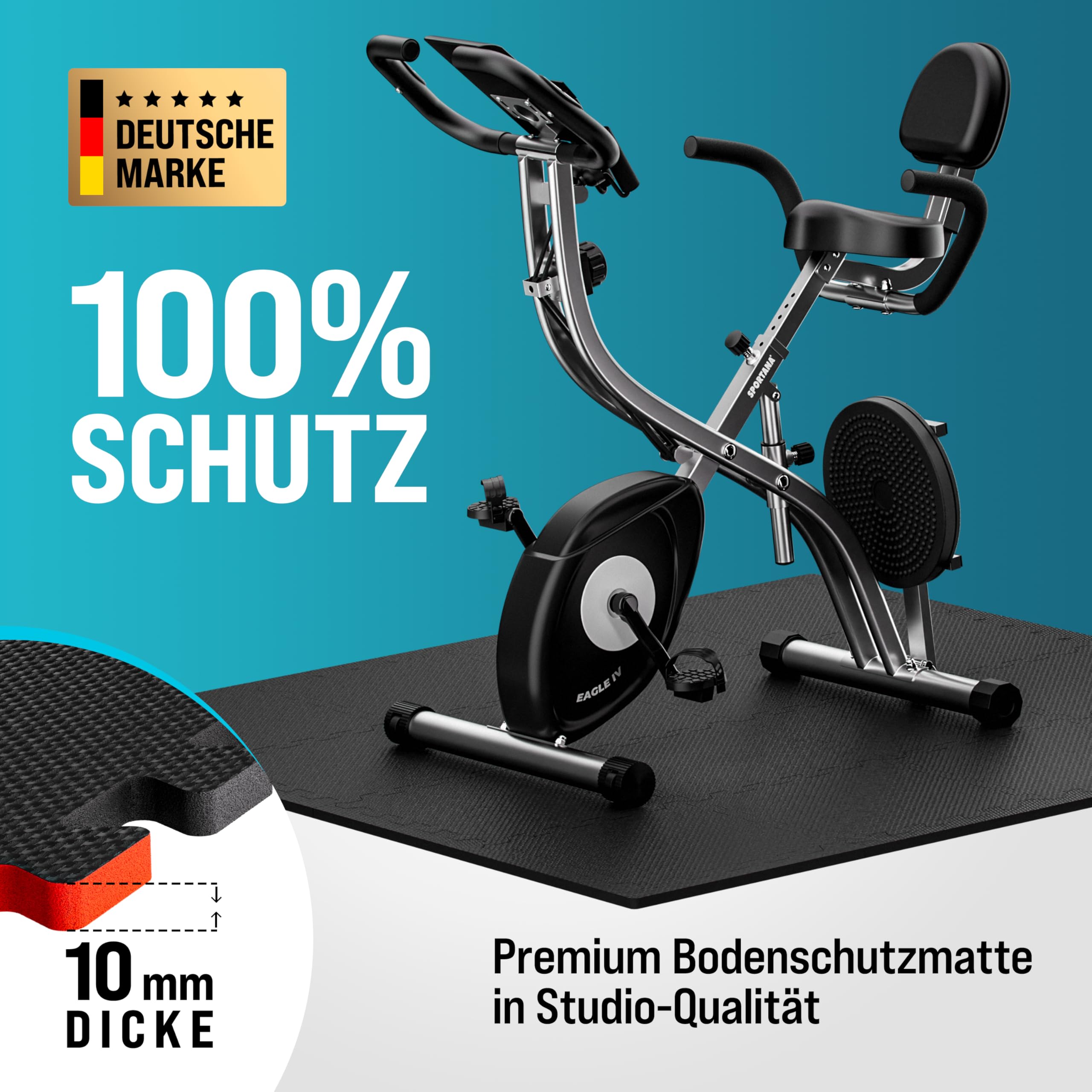 MONZANA® 18x Bodenschutzmatten Fitness & Pool mit Randstücken 30 x 30 cm 1,5 qm rutschfest Eva-Schaumstoff Puzzlematte Trainingsmatten Fitnessgeräte