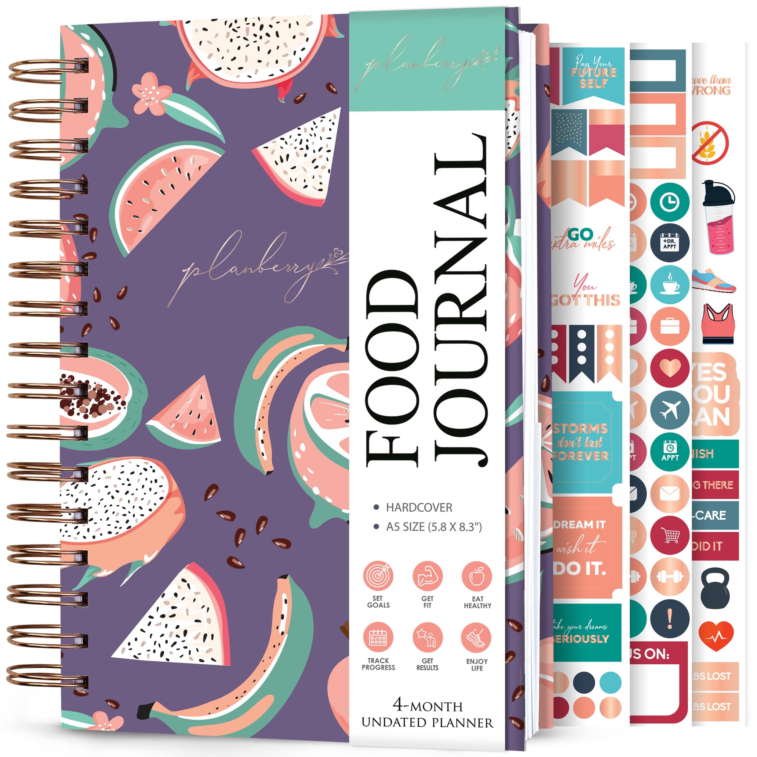PLANBERRY Food Journal Premium – Nutrition Planner – Diet & Calorie Tracker – Meal & Exercise Diary – Weight Loss Journal (Tropical Fresh)
