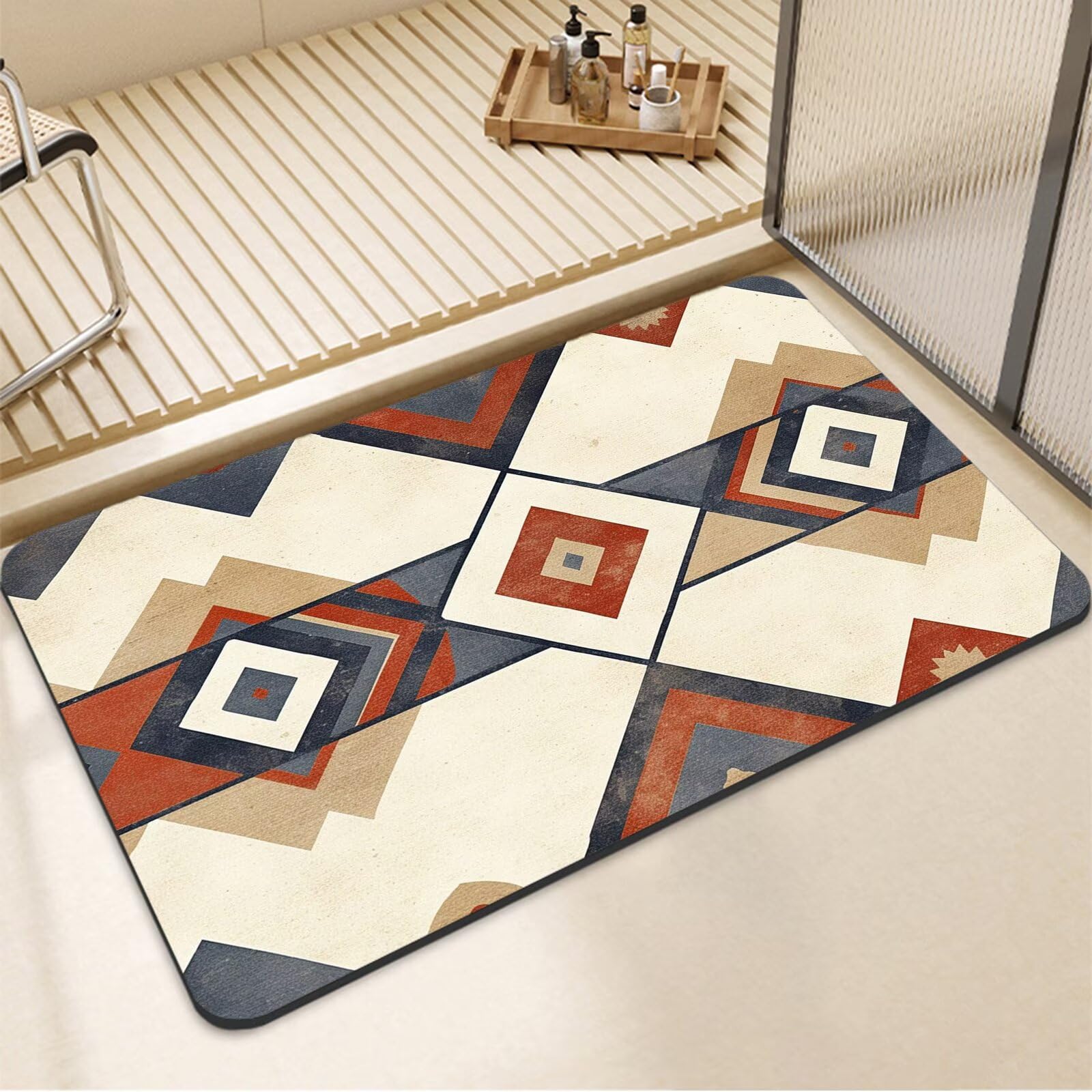 Tapis de salle de bain absorbant taupe 80x150cm pour une sortie de douche sereine