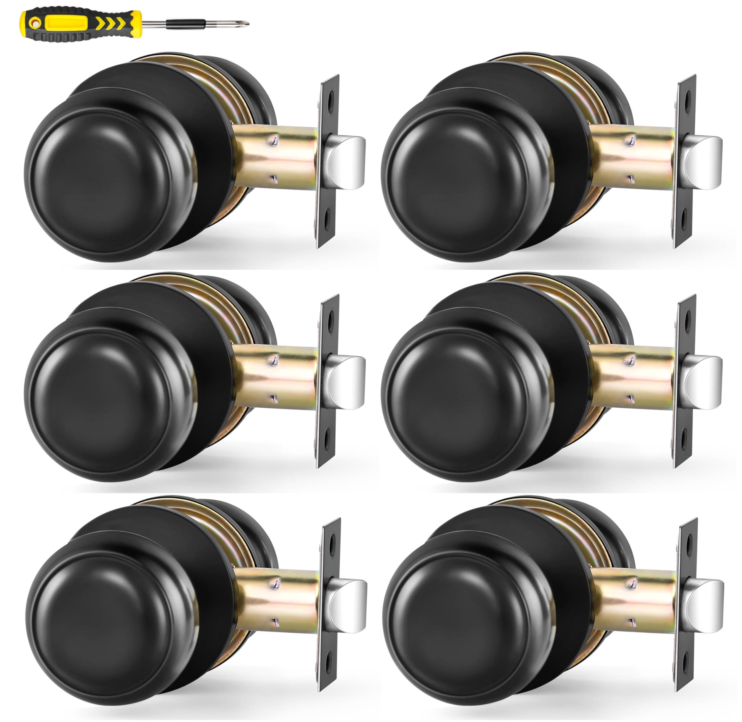 Matte Black Door Knobs - 5 Pack Passage Handles -14