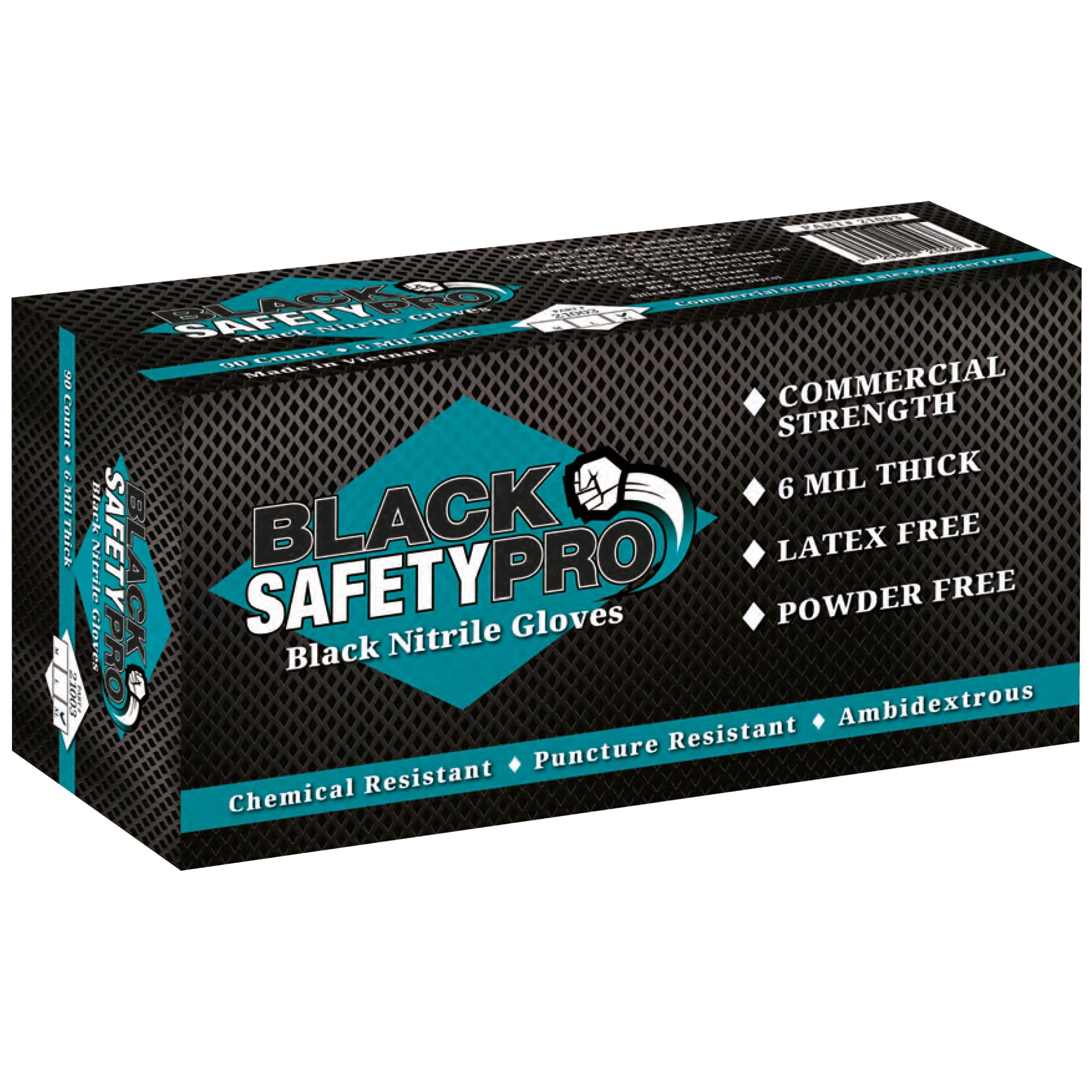 EPPCO Black Safety Pro 6-Mil Black Nitrile Gloves Disposable Powder Free, Latex Free (Extra Large)