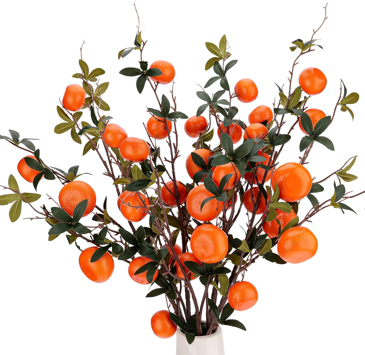 Gresorth 37.4 Inch Indoor Decoration Lifelike Artificial Orange Fake Plastic Fruit Branch Realistic Foam Stem Ornament Festival Restaurant 3pcs