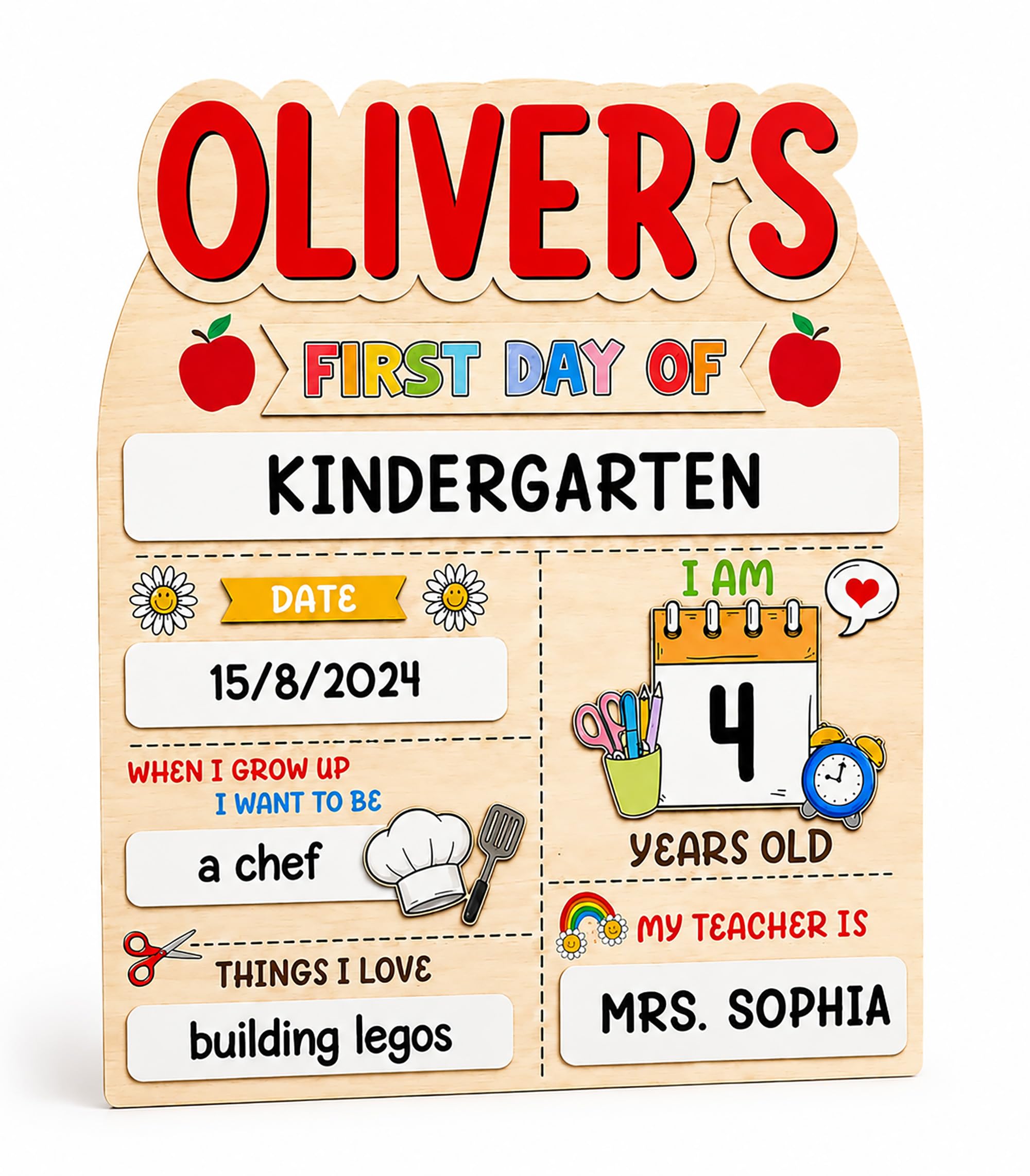 QuindaUKCustom First Day of School Sign Board, Personalised Back to School Photo Prop for Preschool Kindergarten, 1st Day and Last Day School Milestone Board For Girls & Boy D2
