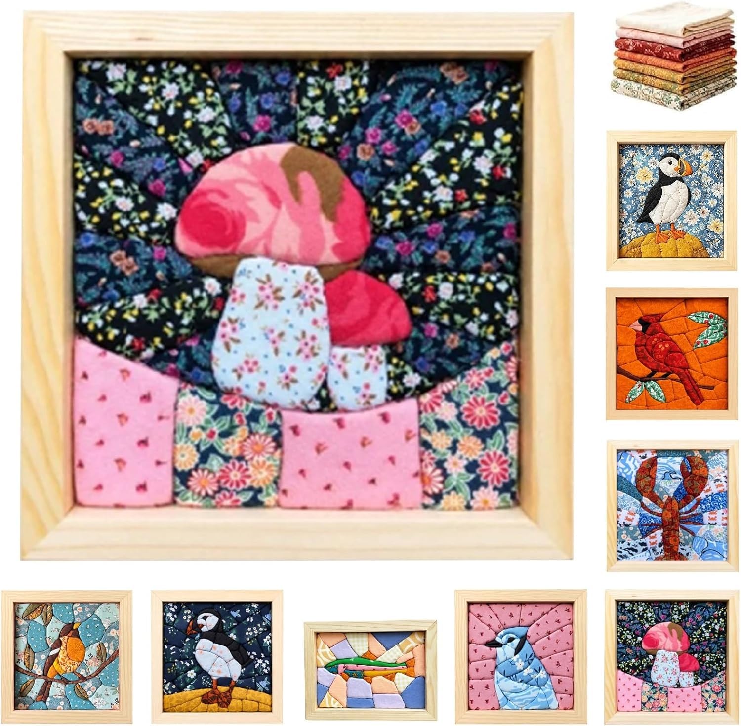 No-Sew DIY Kinusaiga Fabric Art Kit, Fabric Mosaic Wall Art Craft Kit, L