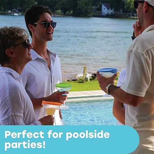 Miniatura 4 de LipLidz - Vasos reutilizables de margarita esmerilados, paquete de 4, vasos de plástico sin BPA de doble tallo de 13.5 onzas con tapa de fijación