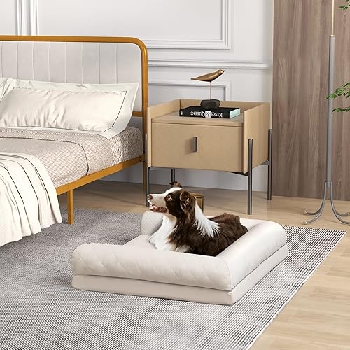 Miniatura 3 de Giantex Cama ortopédica para perros, sofá de espuma para perros con funda lavable, cojines extraíbles de 3 lados, parte inferior antideslizante,