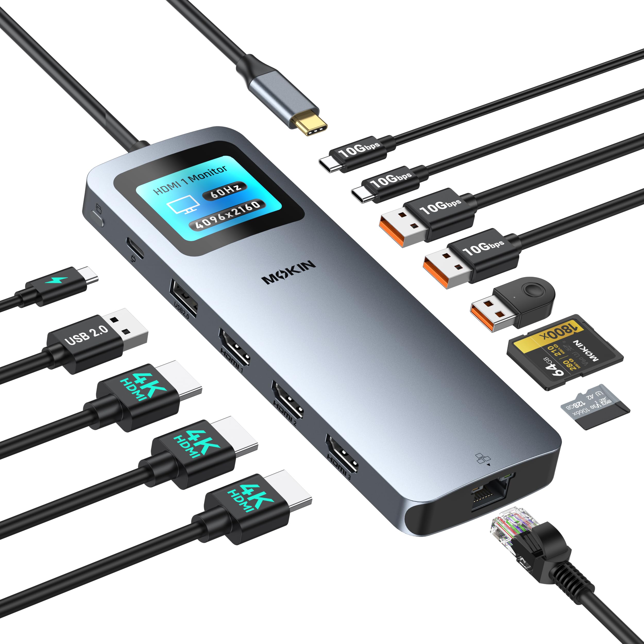 MOKiN USB C Docking Station 3 HDMI, Laptop Dockingstation Triple Display