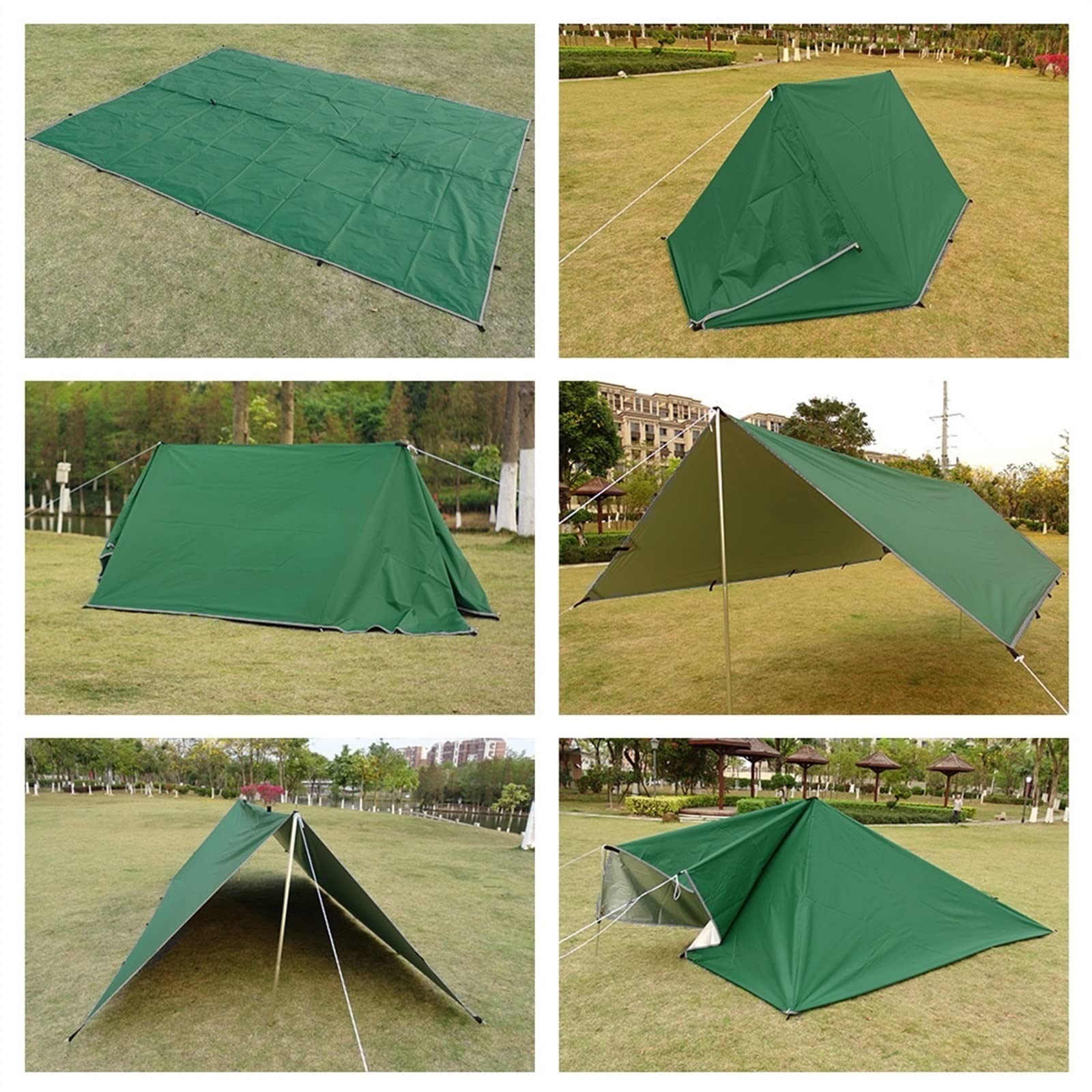 SEALFO 4x4m 4x3m 3x3m Awning Water Proof Tarp Tent Shade Ultralight Garden Canopy Sunshade Outdoor Camping Tourist Beach Sun Shelter (Color : Green, Size : 3 * 3M) : Patio, Lawn & Garden
