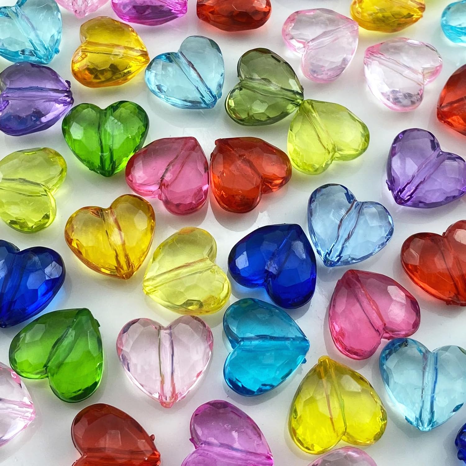 50 Pcs 18x16mm Acrylic Heart Shape Craft Beads with Hole Spacer for DIY Craft Making Jewelry Making Bracelet Necklace Earrings (Multicolor)