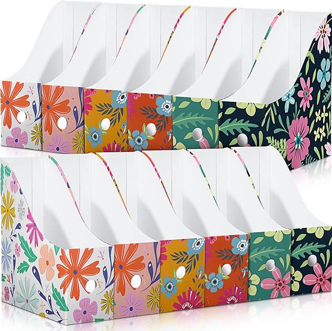 12 Pcs Floral Foldable Magazine File Holder Cardboard