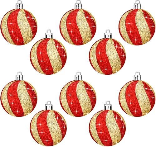 Adornos de bola de Navidad de 2.4 pulgadas, bolas de decoración de árbol de Navidad con purpurina, esferas de Navidad, remolino, adornos colgantes