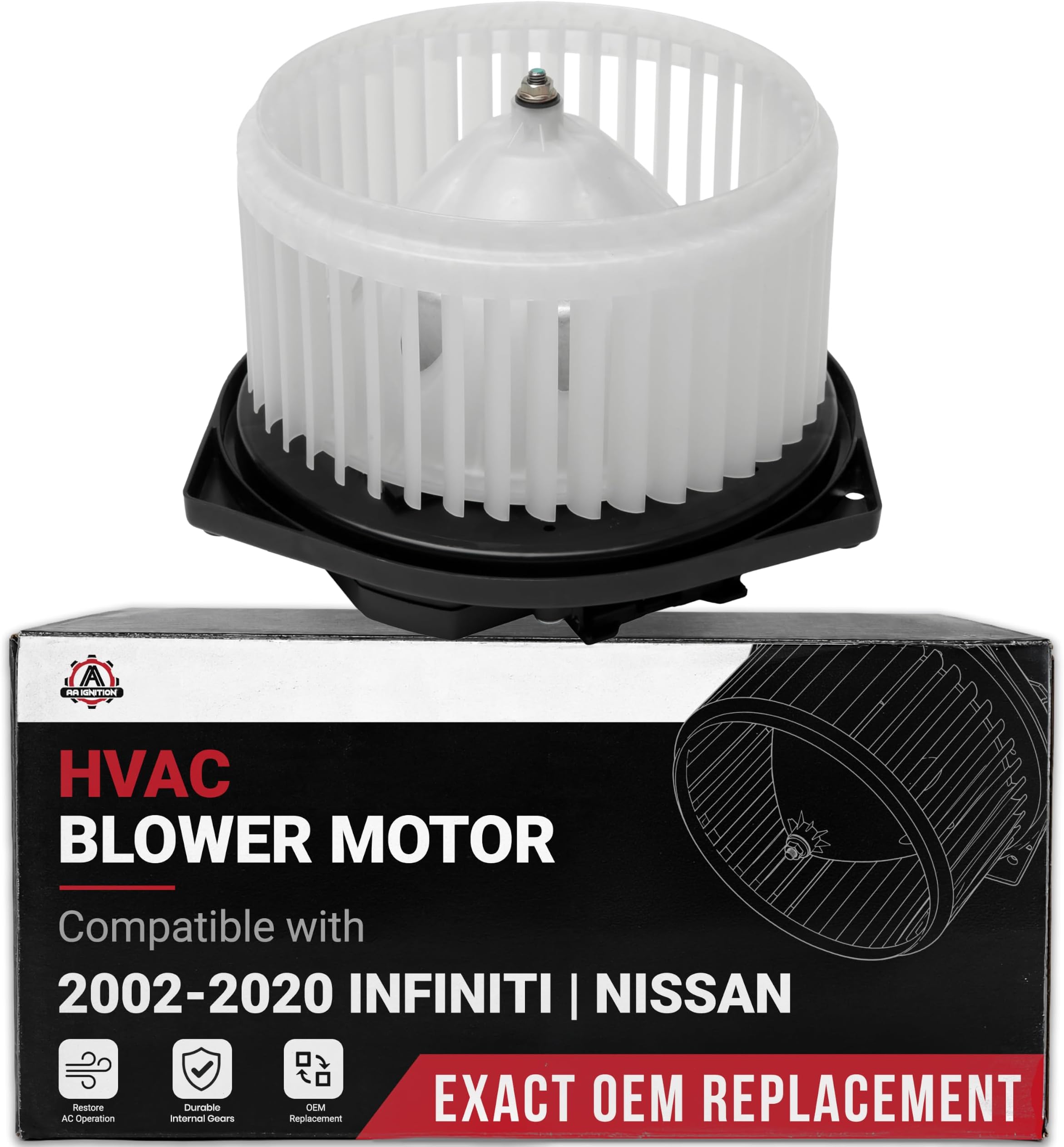 Replacement Blower Motor - Compatible with Nissan and Infiniti Vehicles - Altima, Maxima, 350Z, Murano, G35, FX35, E35, G37 - Replaces Part 27200-JA000, 27225-3TA1A, 700193, PM9316, 27225-JK60B, 75850