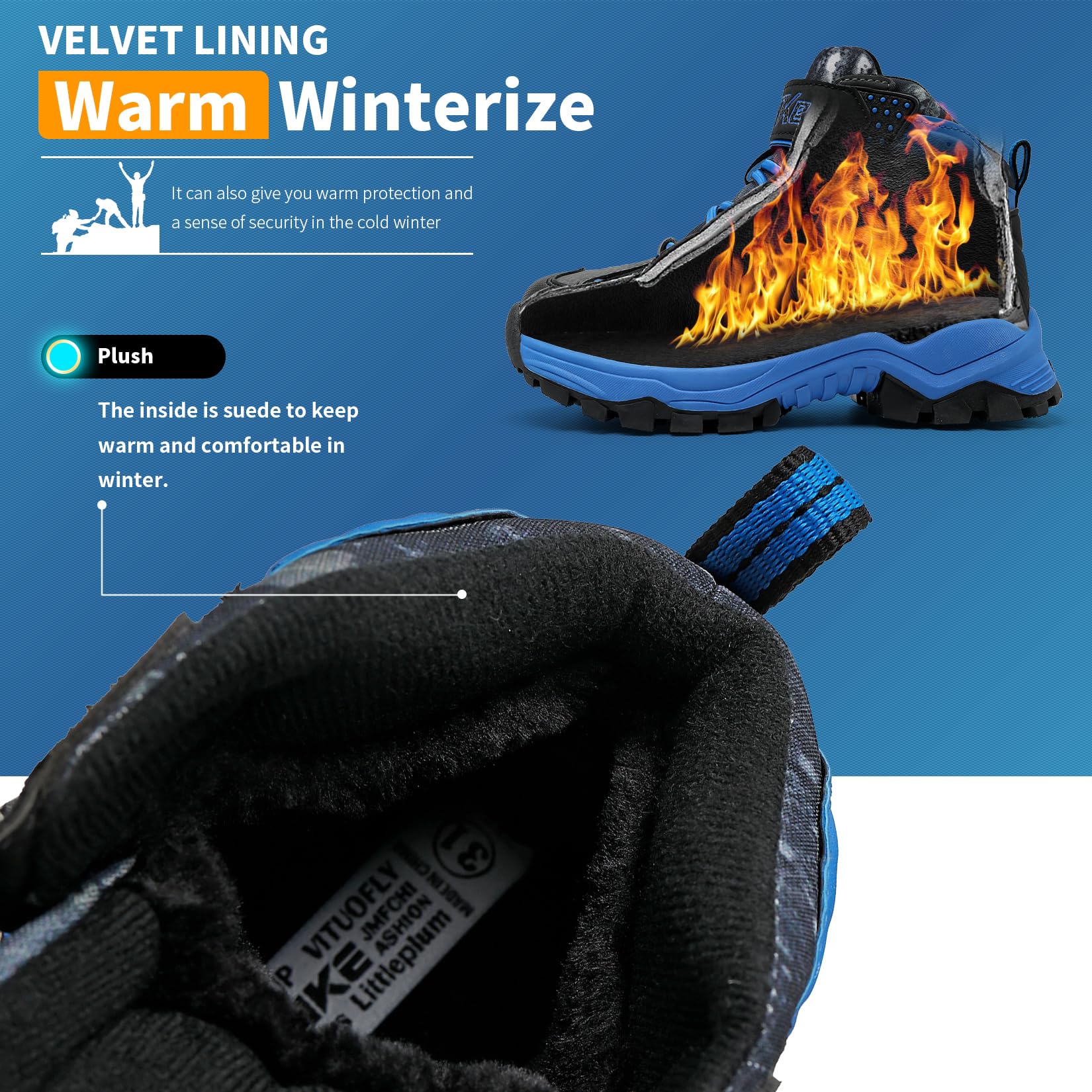 ASHION Chaussures de randonnée garçon Chaussures en Coton pour Enfants Bottes de Neige