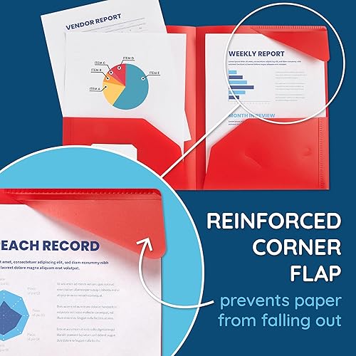 Vista 37 de Blue Summit Supplies 6 carpetas de polietileno con dos bolsillos, tonos de gemas surtidos, carpetas de plástico duradero con 2 bolsillos