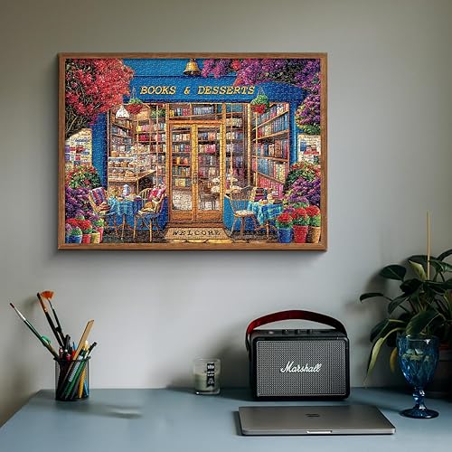 Miniatura 6 de PICKFORU Rompecabezas de libros para adultos de 1000 piezas, rompecabezas vintage de biblioteca de biblioteca, rompecabezas de 1000 piezas de gato,