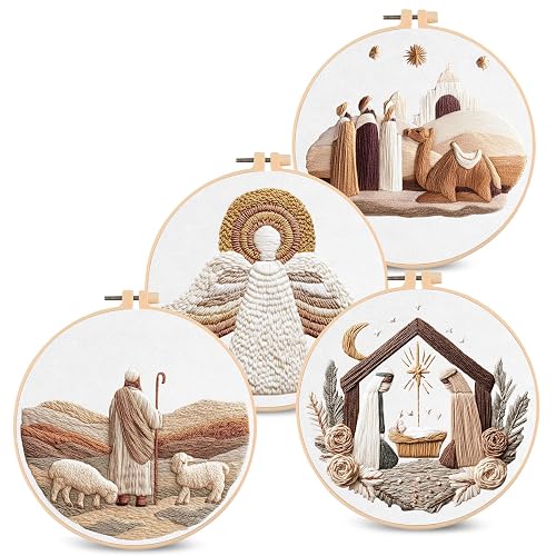Santune Christian Embroidery kit,Nativity Scene Needlepoint Cross Stitch Kits for