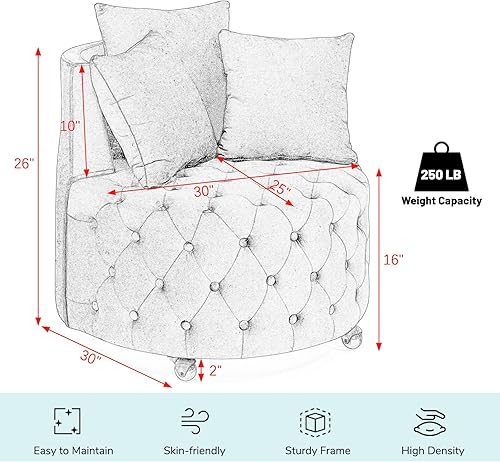 Miniatura 3 de JOYBASE Silla giratoria de barril, silla redonda giratoria decorativa, acogedora y cómoda, silla de club circular, sillón moderno para sala de