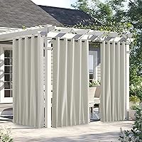 Vista 89 de NICETOWN - 2 paneles de cortinas para exteriores impermeables extra largas de 108 pulgadas para patio, a prueba de viento, ojales en la parte
