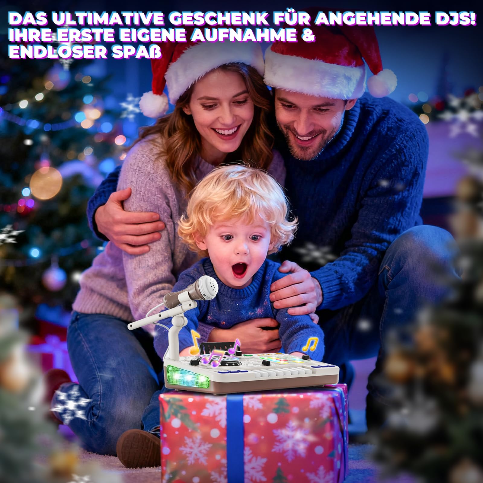 DJ Pult DJ Mischpult für Kinder 3-10 Jahre DJ Mixer DJ Controller | mit Mikrofon, 100+ Soundeffekten, mit Licht Akku Ideales Geschenk Spielzeug für DJ-Mixer Jungen Mädchen 4 5 6 7 8 9 Jahre