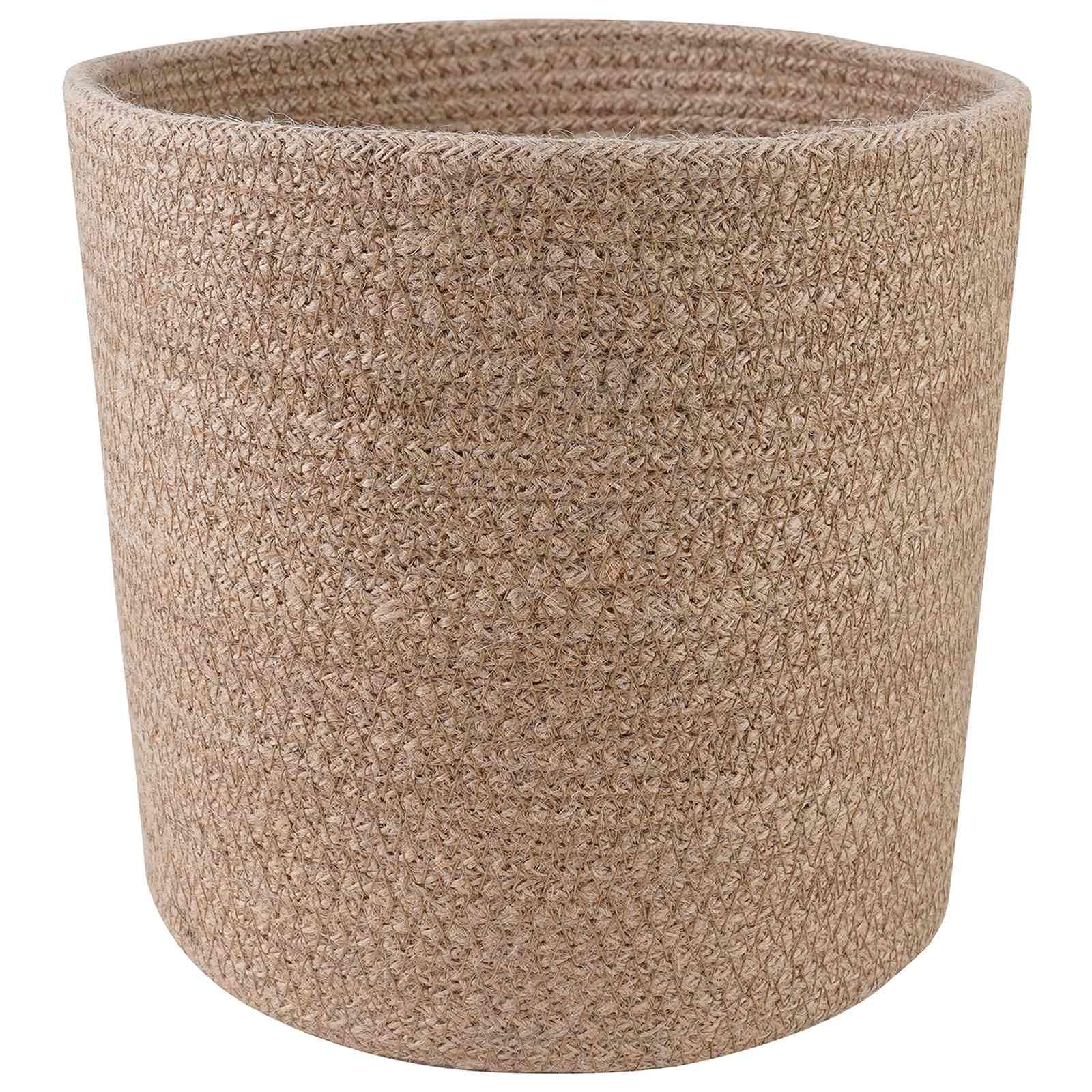 Juego de 2 maceteros naturales de 21 x 21 cm de diámetro de yute tossa, rústicos con aspecto trenzado para plantas de interior, balcón y jardín, decoración cilíndrica de yute
