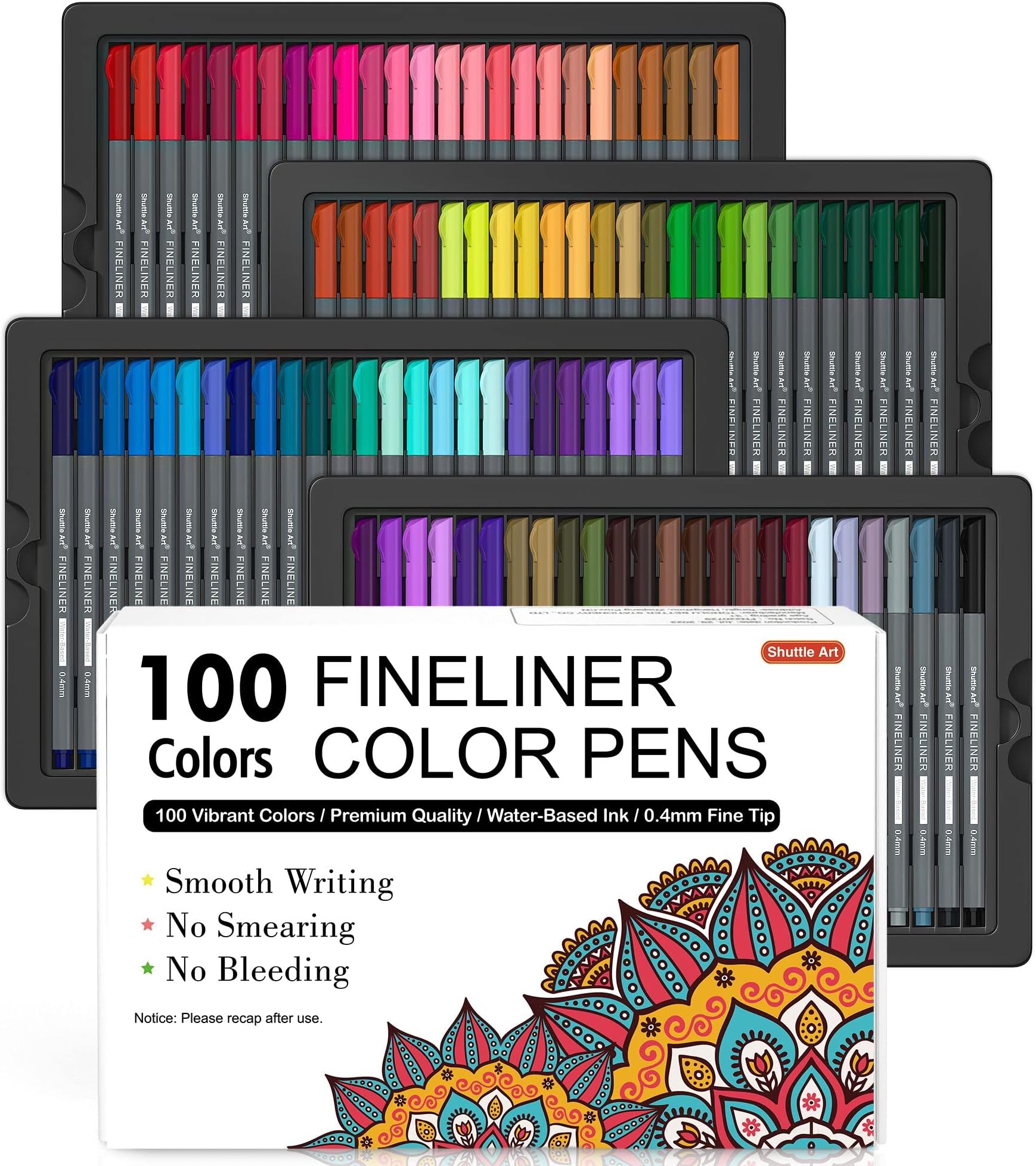 Shuttle Art Fineliners, 100 Colours Colouring Pens Set, 0.4mm Extra